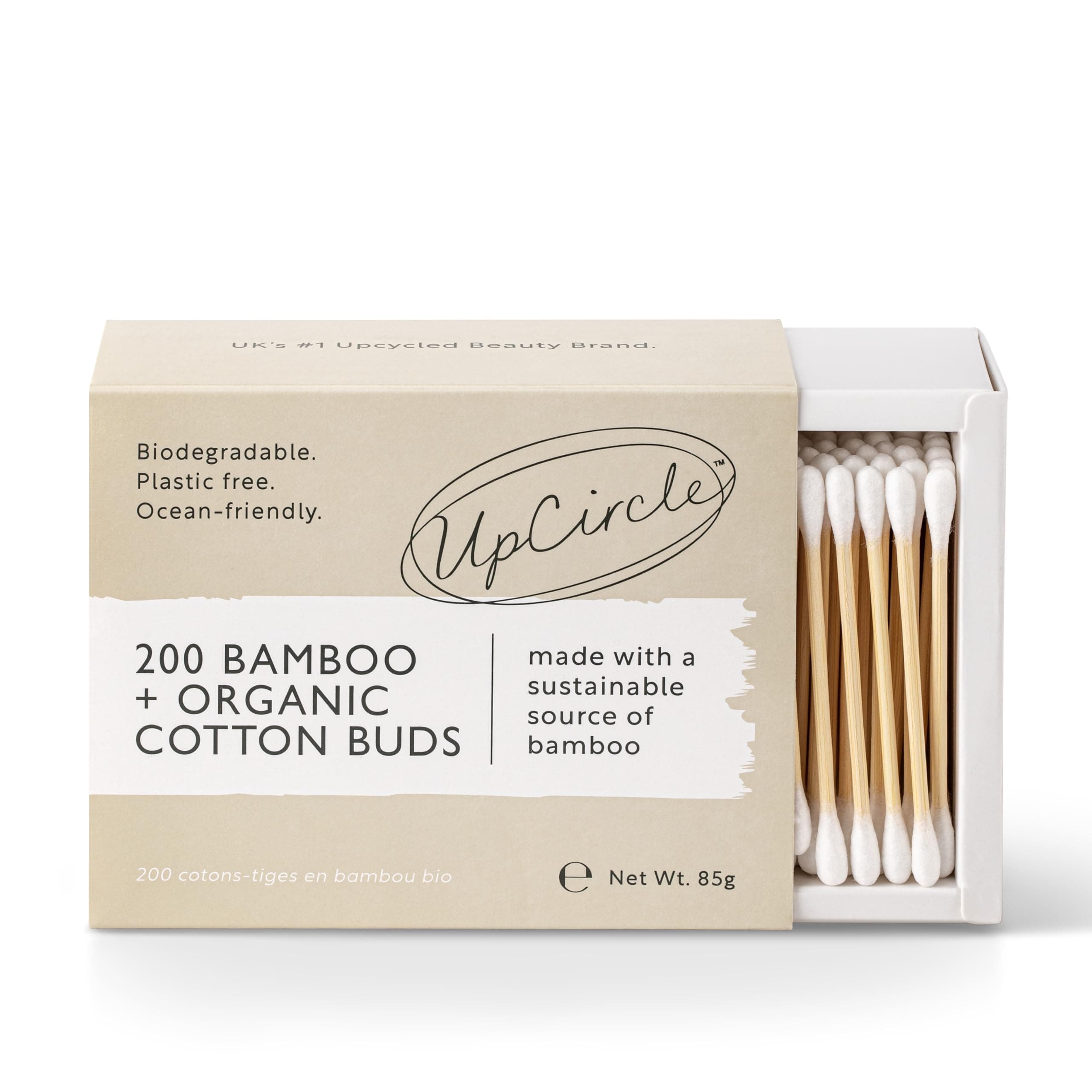 UpCircle Bamboo Cotton Buds - 200 Pieces - Biodegradable, Sustainable, Plastic-Free, Fully Recyclable - Eco-Friendly Ear Buds - A Staple For Any Bathroom