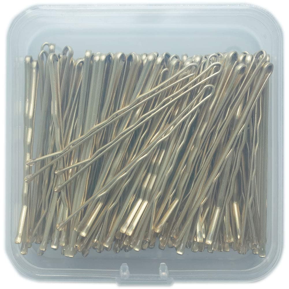 Bobby Pins Bulk Champagne Gold for Blonde 100 Count Hair Bob Pins Bulk in a Case Box Tub, 2.2 inch