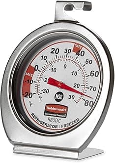 Thermometer, Classic Large Mechanical Dial, Chrome, Extreme Temperature Range for Use in Refrigerator/Freezer/Cooler/Fridge