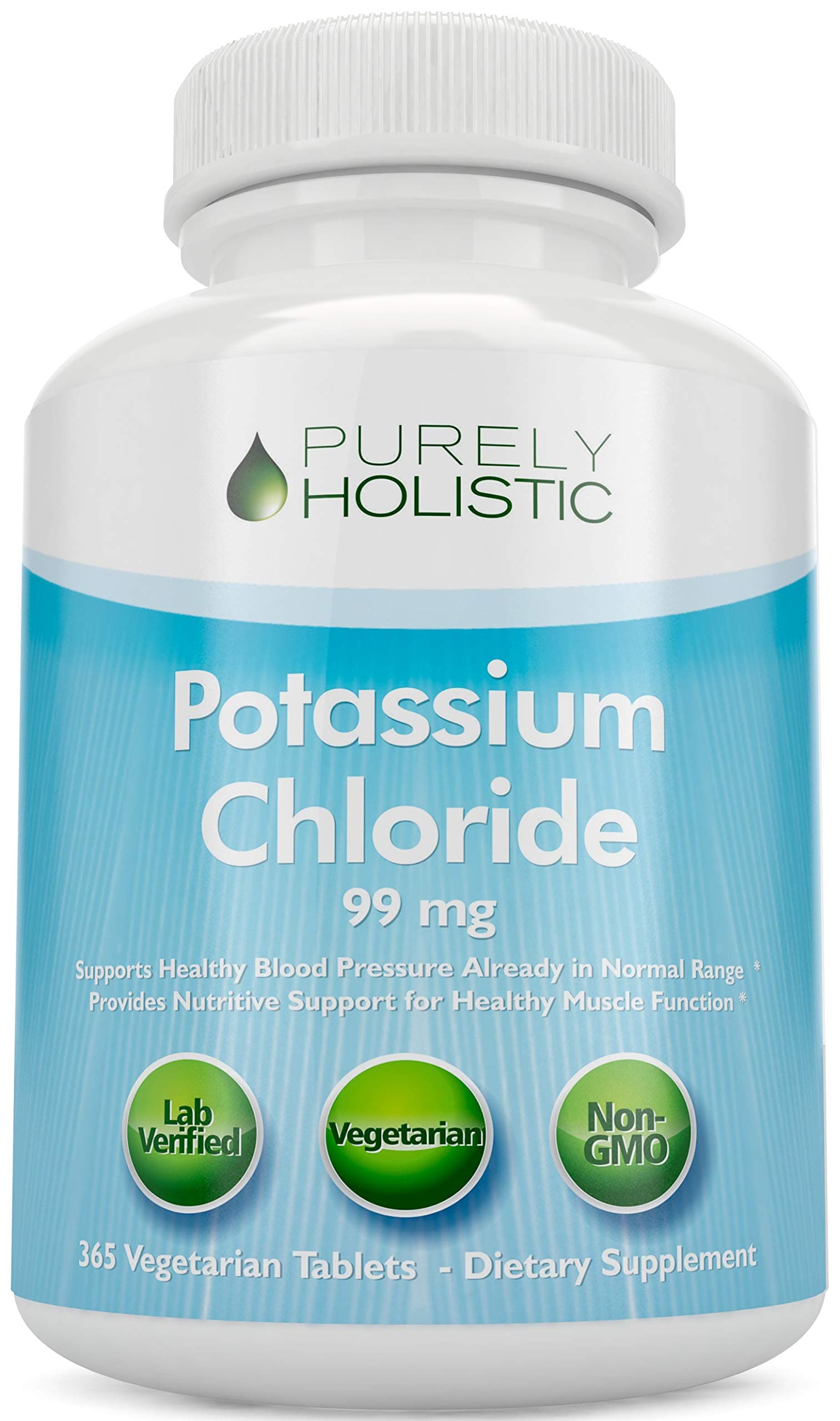 Potassium Chloride Supplement | 1 Year Supply | Heart & Circulatory Health Support | With Potassium 99mg Per Serving for Electrolyte & Fluid Balance Support | Gentle on Digestion | Non-GMO | 365 Ct