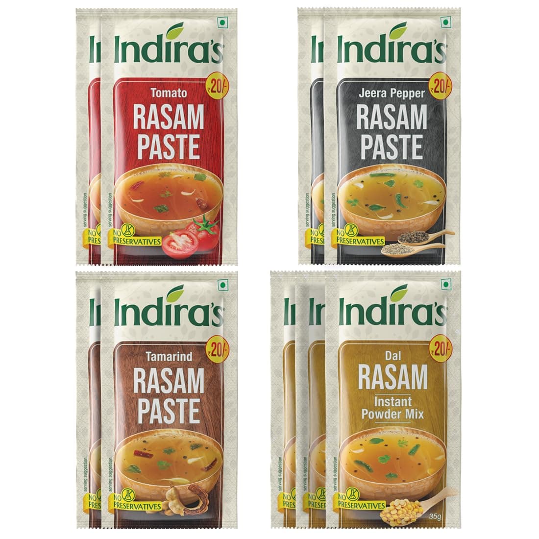 Indira's Tomato, Pepper, Tamarind & Dal Rasam - Pack of 9