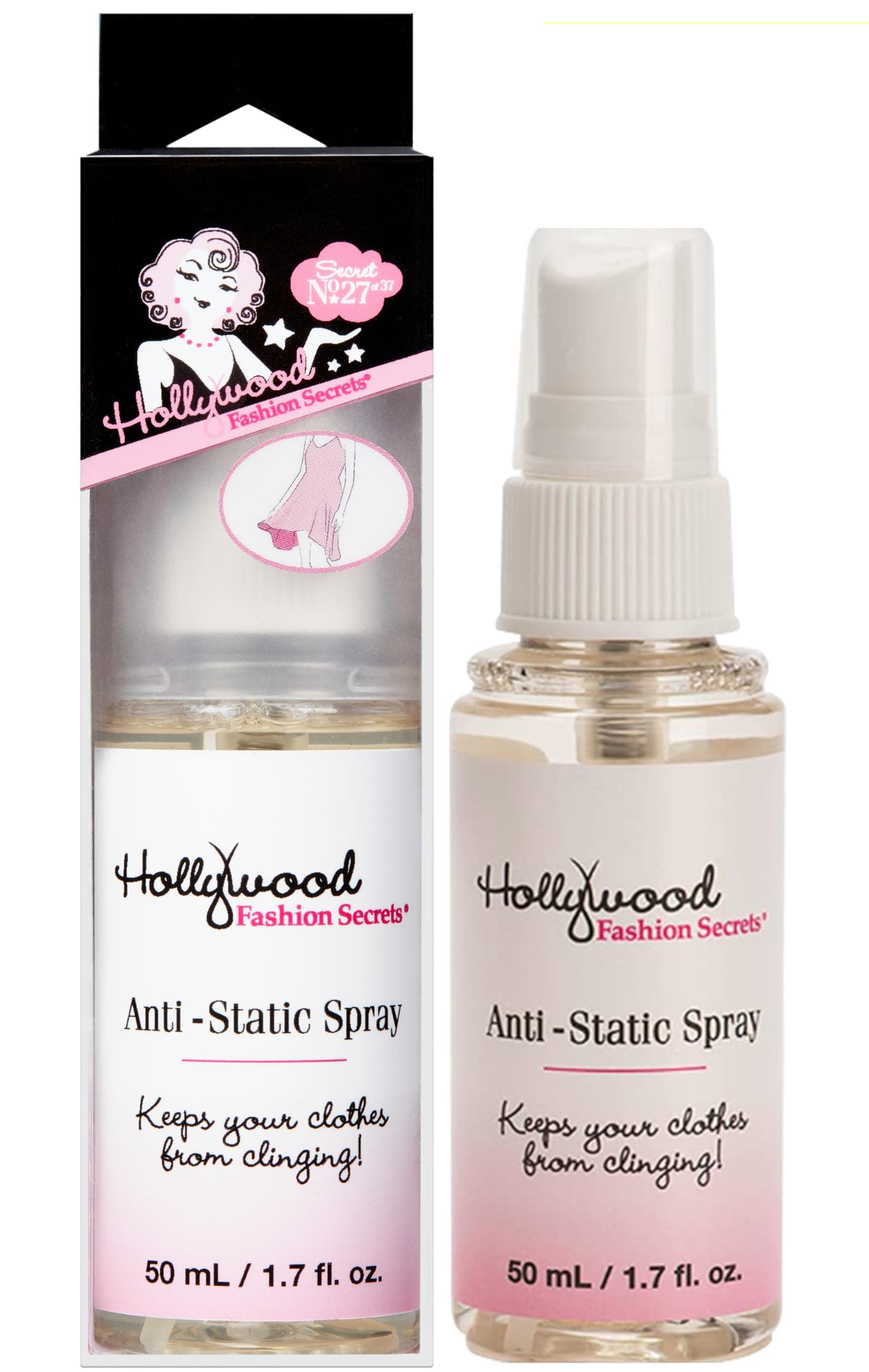 Hollywood Fashion Secrets Anti Static Spray for Clothes – Static Guard Spray Travel Size, Skin & Clothing Statics Eliminator, 1.7 fl oz