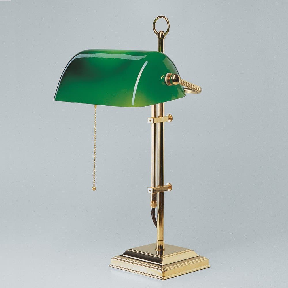 Banker's Lamp with Green Shade for Lamp Brass – Mirror Polished (99 Gr P)
