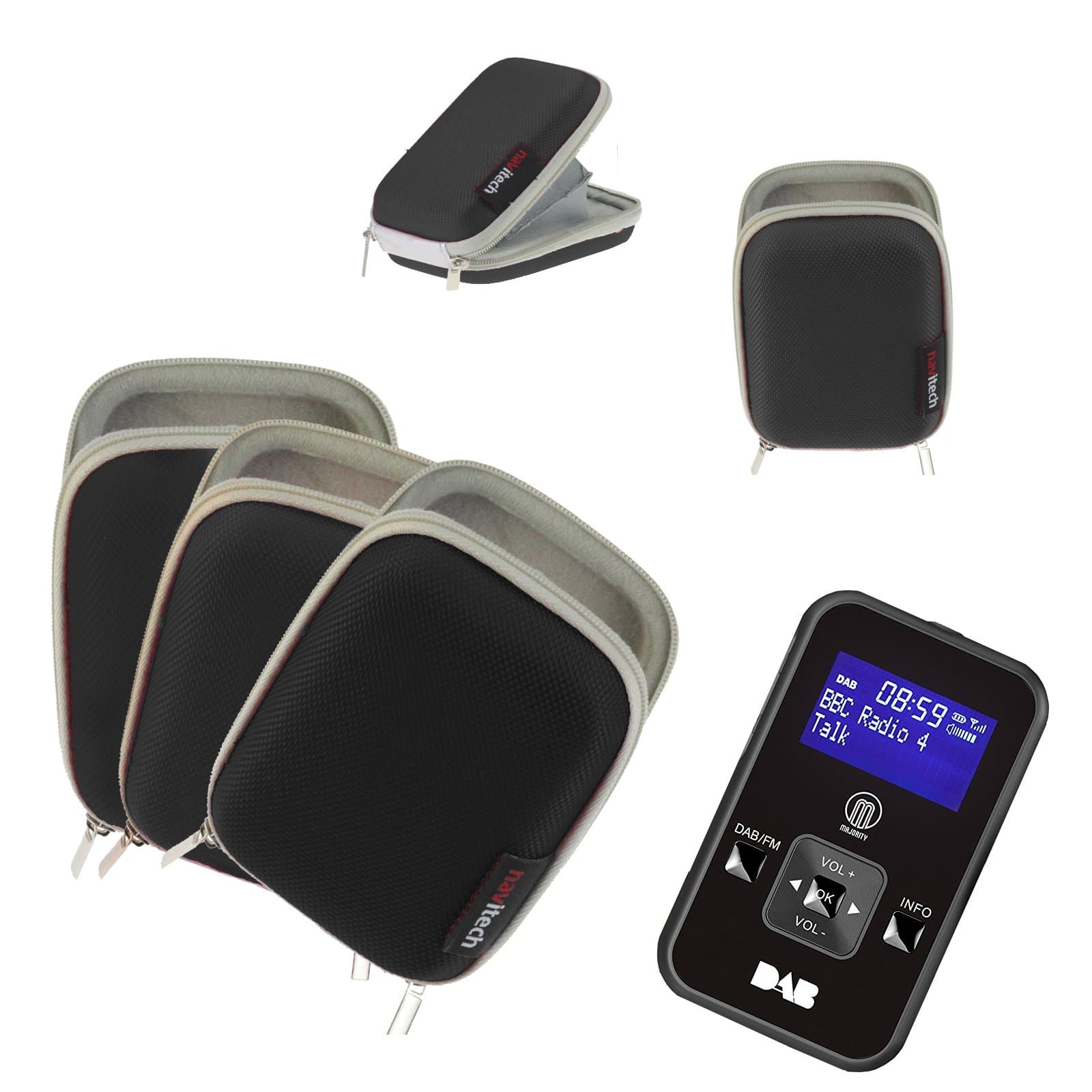 Navitech Portable Black Hard Water Resistant mp3 / Mini DAB FM Digital Music Player Radio Case/Cover Compatible with The Pure Move 2520