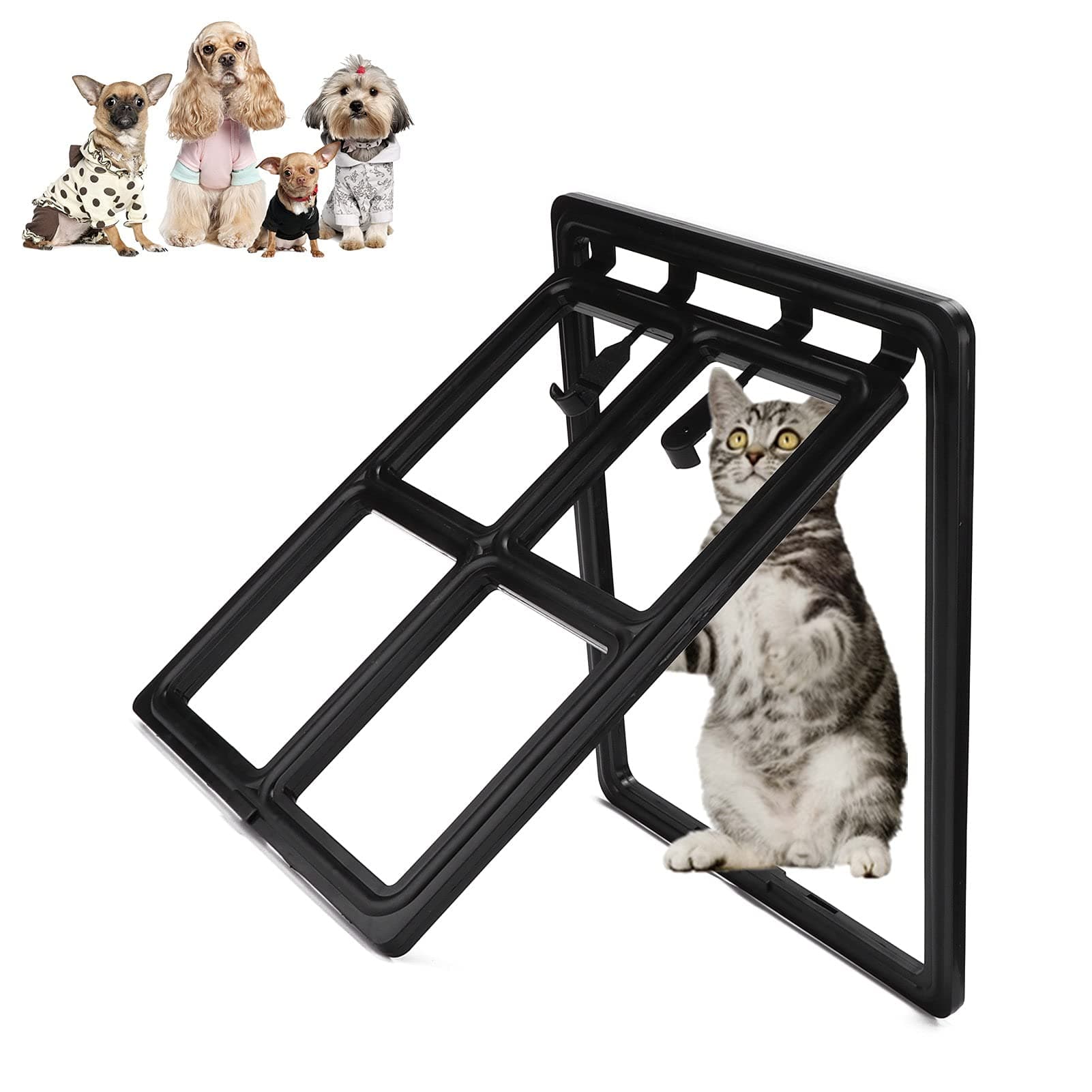 Cat Screen Door, Dog Screen Door ABS Free Entry and Exit for Pet Pigs for Cats for Dogs(Large (Tian Word Type))