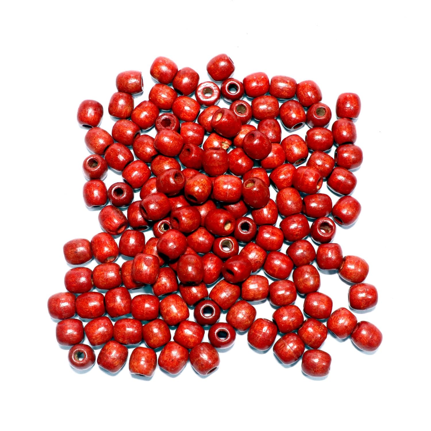 TOREX� Pack of 60Pcs Large Hole Natural Wooden Beads 16x16-17mm for Macrame Rosary Bracelet Craft Making Hole: 7mm (RED)