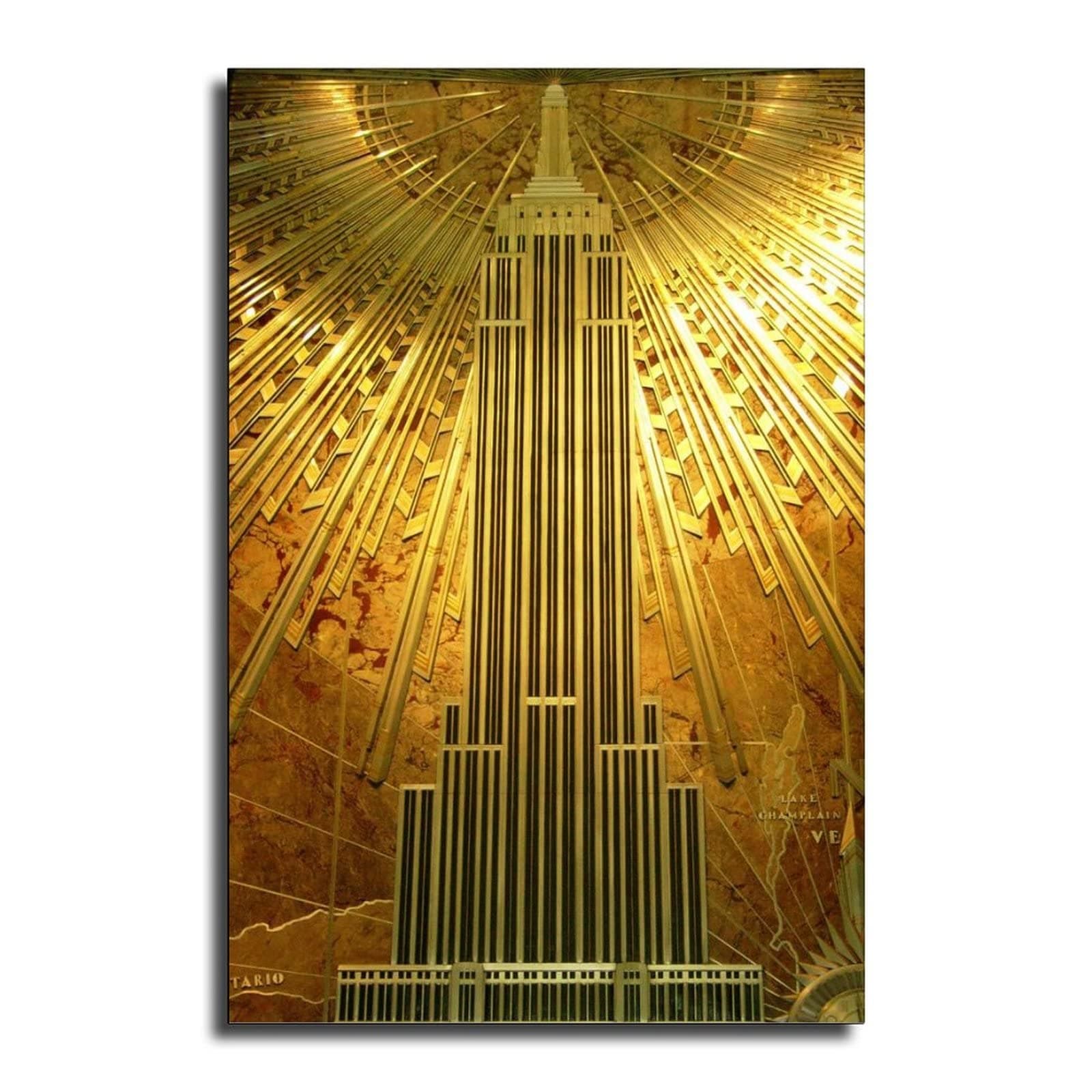 EMPIRE STATE BUILDING ART DECO GOLD Poster Decorative Painting Canvas Wall Art Living Room Posters Bedroom Painting 16x24inch(40x60cm)