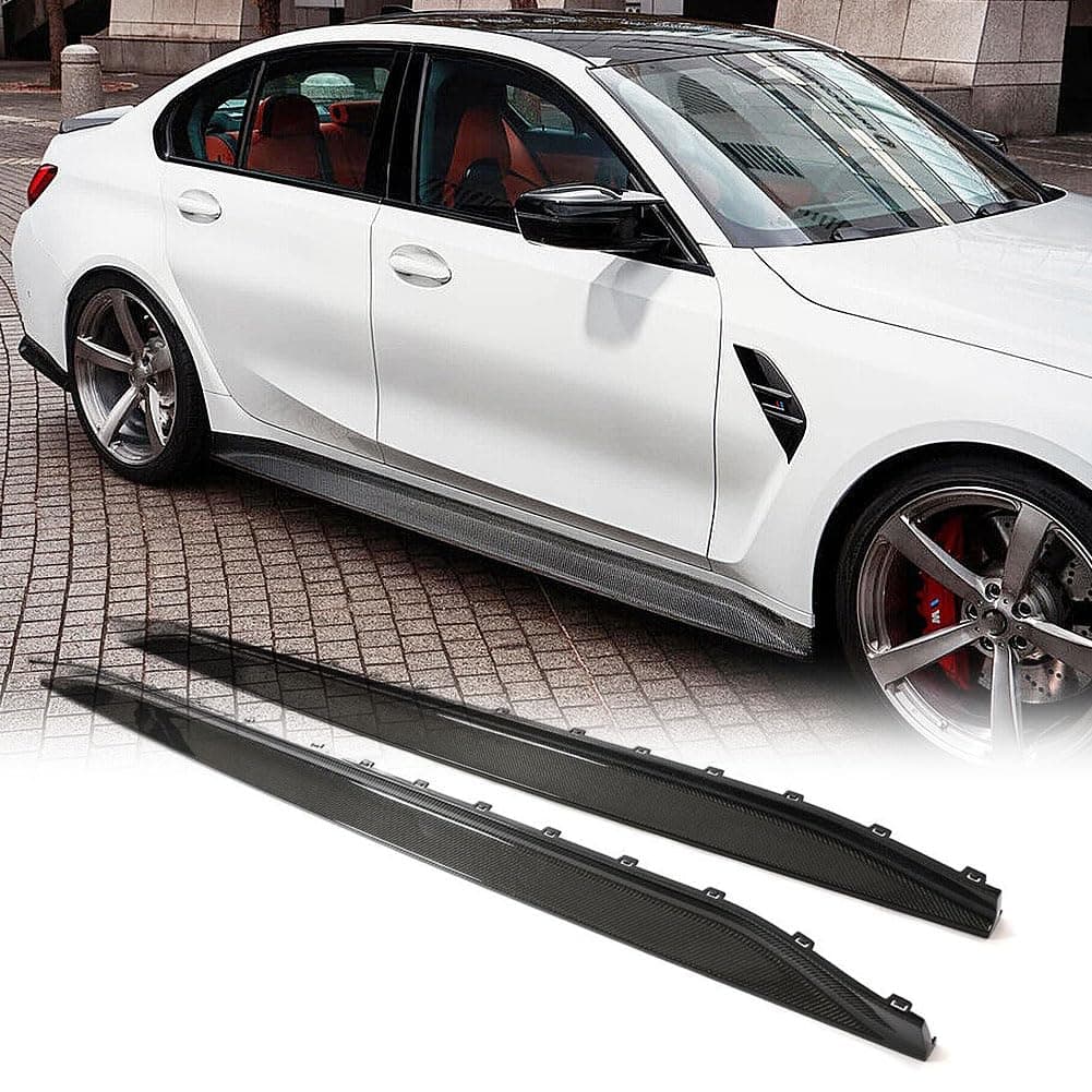 MCARCAR KIT Real Carbon Fiber Side Skirts Compatible with BMW 3 Series G80 M3 2021-2024 Sedan 4-Door Under Door Rocker Panels Valance Extension Lip Factory Outlet