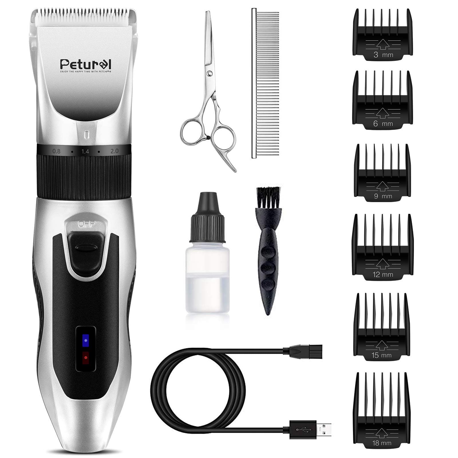 Petural Dog Clippers Cordless Dog Clippers for Grooming Low Noise Dog Shaver Professional Rechargeable Dog Grooming Clippers Safe and Sharp Dog Grooming Kit for Dogs Cats Horse…