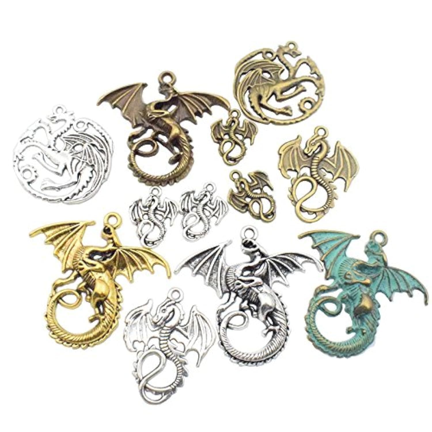 100g (20pcs) Craft Supplies Mixed Flying Dragon Charms Pendants Beads Charms Pendants for Crafting, Jewelry Findings Making Accessory for DIY Necklace Bracelet (M015)