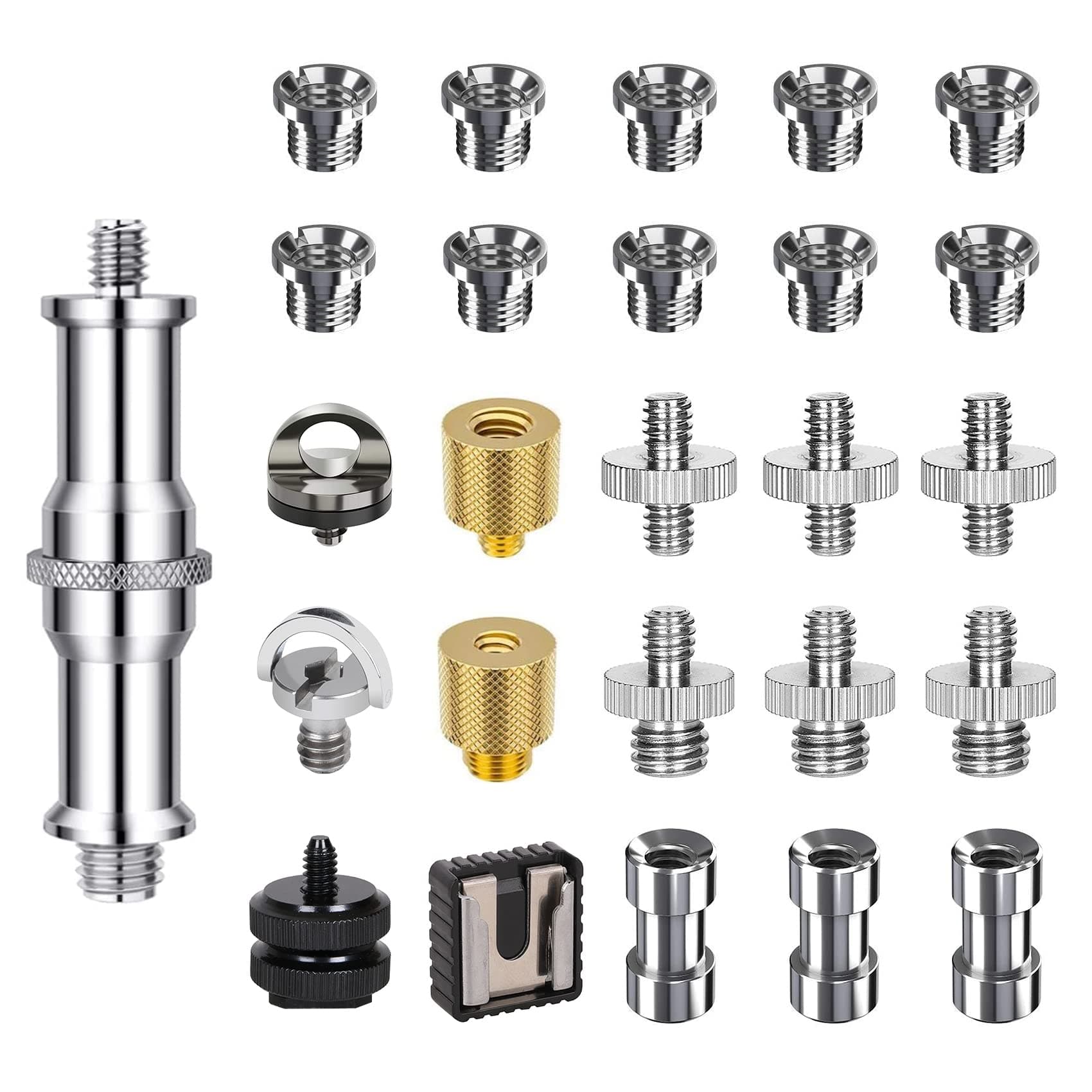 Camera Screw Mount Set, 26Pcs 1/4 Inch and 3/8 Inch Converter Threaded Screws Adapter Flash Shoe Mount for DSLR Camera/Tripod/Monopod/Ballhead/Flash Light/Quick Release Plate