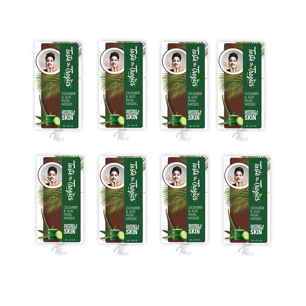 Taste the Tropics Soothing Aloe & Cucumber and Moisturizing Face Mask Combo Packs (Cucumber, 8 Pack)