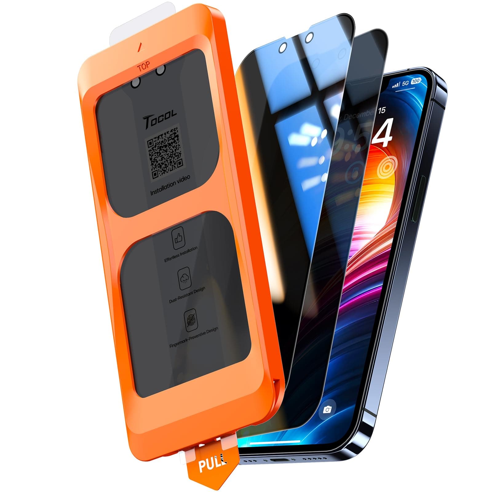 TOCOL 2 Pack for iPhone 13 Pro Max/14 Plus Screen Protector Privacy 6.7 Inch, 25° Anti-Spy 9H Hardness Military Grade Shatterproof Tempered Glass, Auto Alignment Kit Bubble Free, Case Friendly