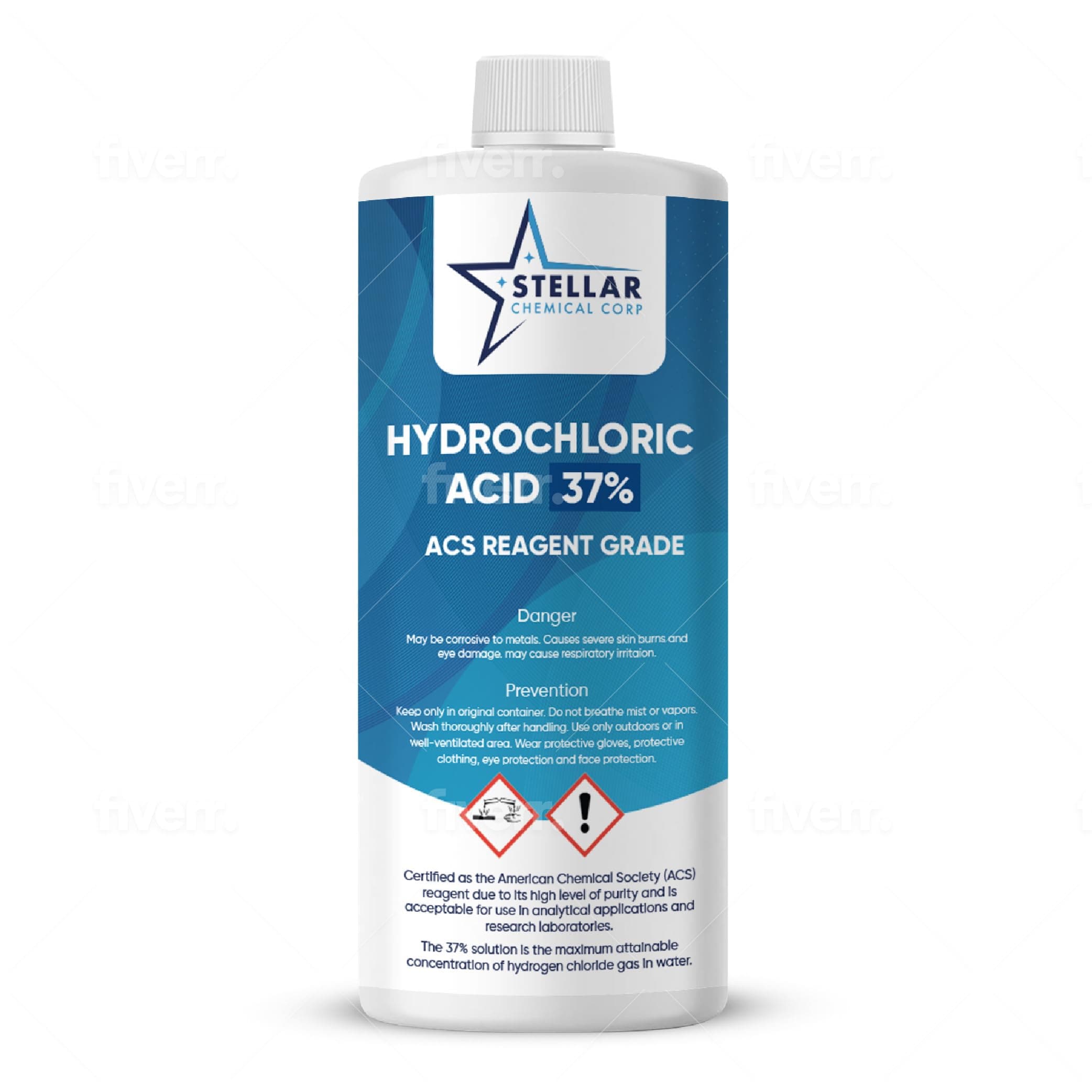 Stellar Chemical Corp Hydrochloric Acid 37% Solution, ACS Reagent Grade-1 Quart