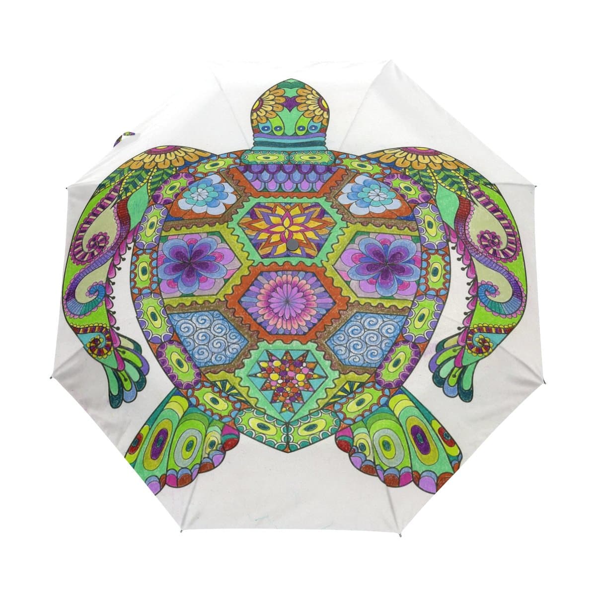 Yoshop Auto Foldable Umbrella,Cute Sea Turtle Automatic Windproof Rain Umbrella Compact Folding Sun Parasol