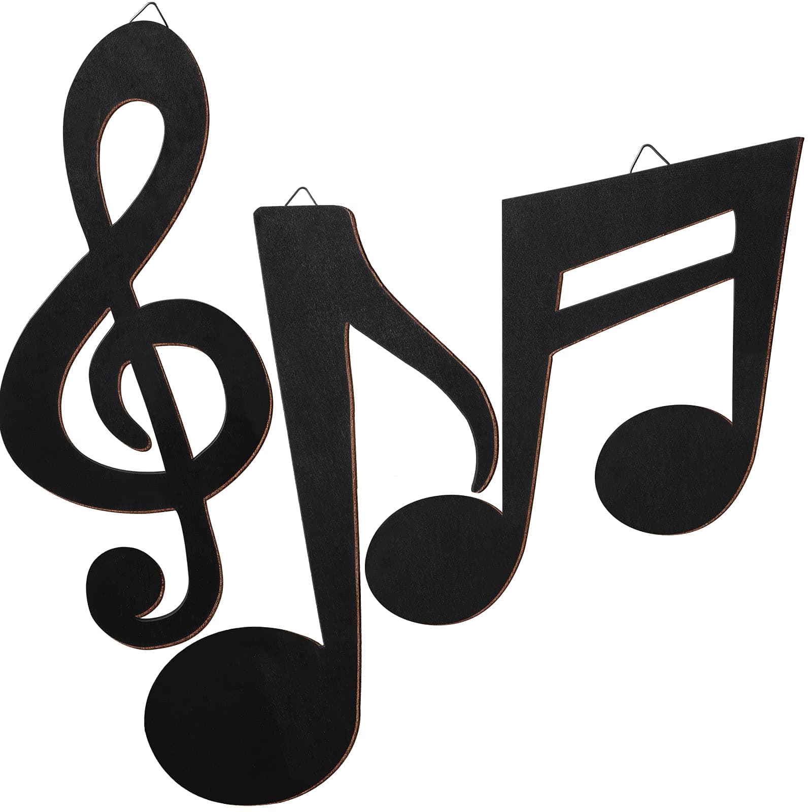 Yalikop 3 Pieces Black Treble Clef Wooden Wall Decor Music Notes Wall Art Note Wooden Decoration Music Party for Home Room Bar Studio Birthday Party