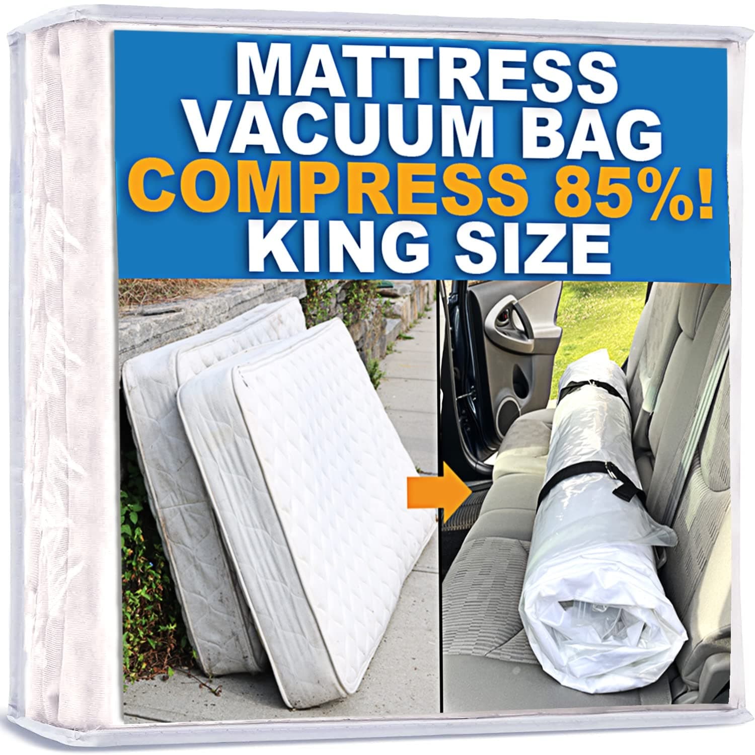 Mattress Vacuum Bag, Sealable Bag for Memory Foam or Inner Spring Mattresses, Compression and Storage for Moving and Returns (King)