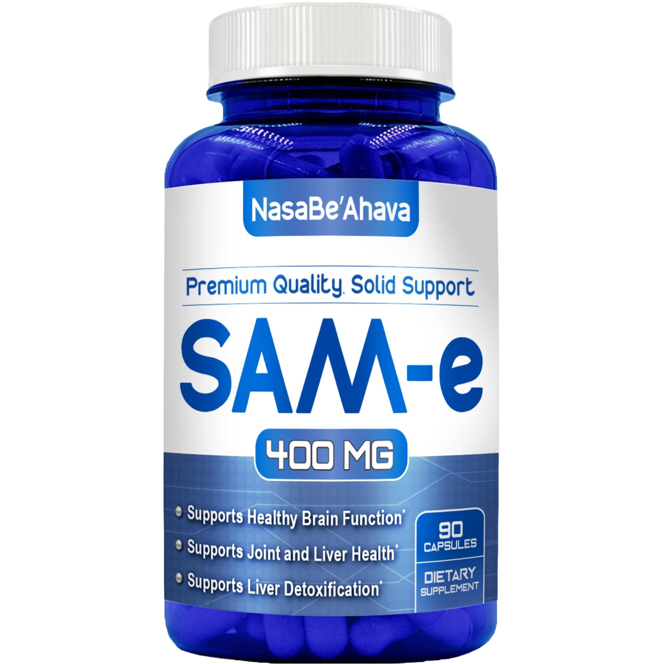 SAM-E Supplement 400mg | Easy Absorption S-Adenosyl-L-Methionine SAM-e 400mg for Bone and Mood Support Supplement | Made in The USA Non-GMO and Gluten Free (90 Day Supply)