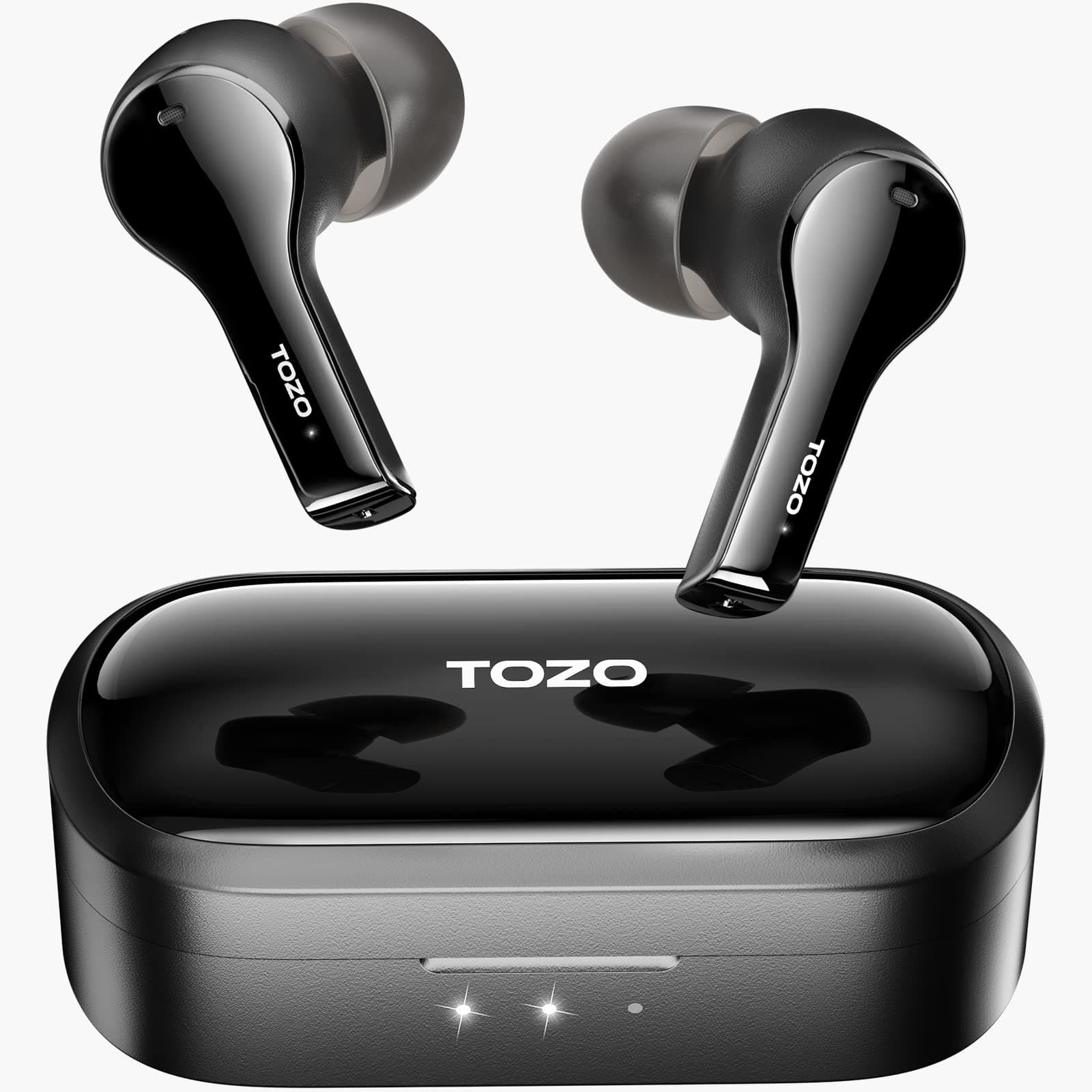 T9 True Wireless Earbuds Environmental Noise Cancellation 4 Mic Call Noise Cancelling Headphones Deep Bass Bluetooth 5.3 Light Weight Wireless Charging Case IPX7 Waterproof Headset, Black