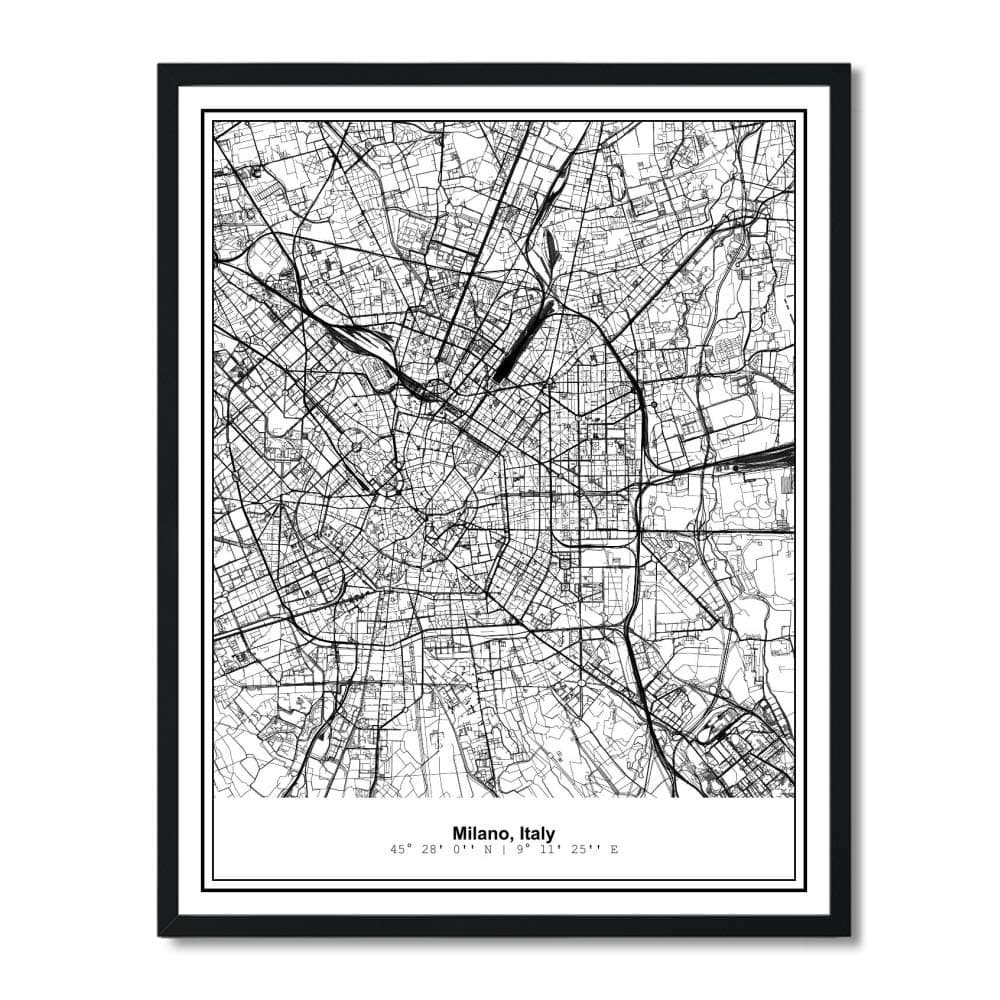 Susie Arts 11X14 Unframed Milano Italy Metropolitan City View Abstract Street Map Art Print Poster Wall Decor V330