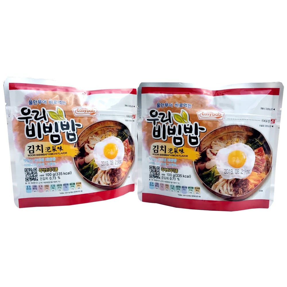 Korean Bibimbap Mixed Rice Bowl (kimchi) 100g (Pack of 2) Camping freeze dry Mre food