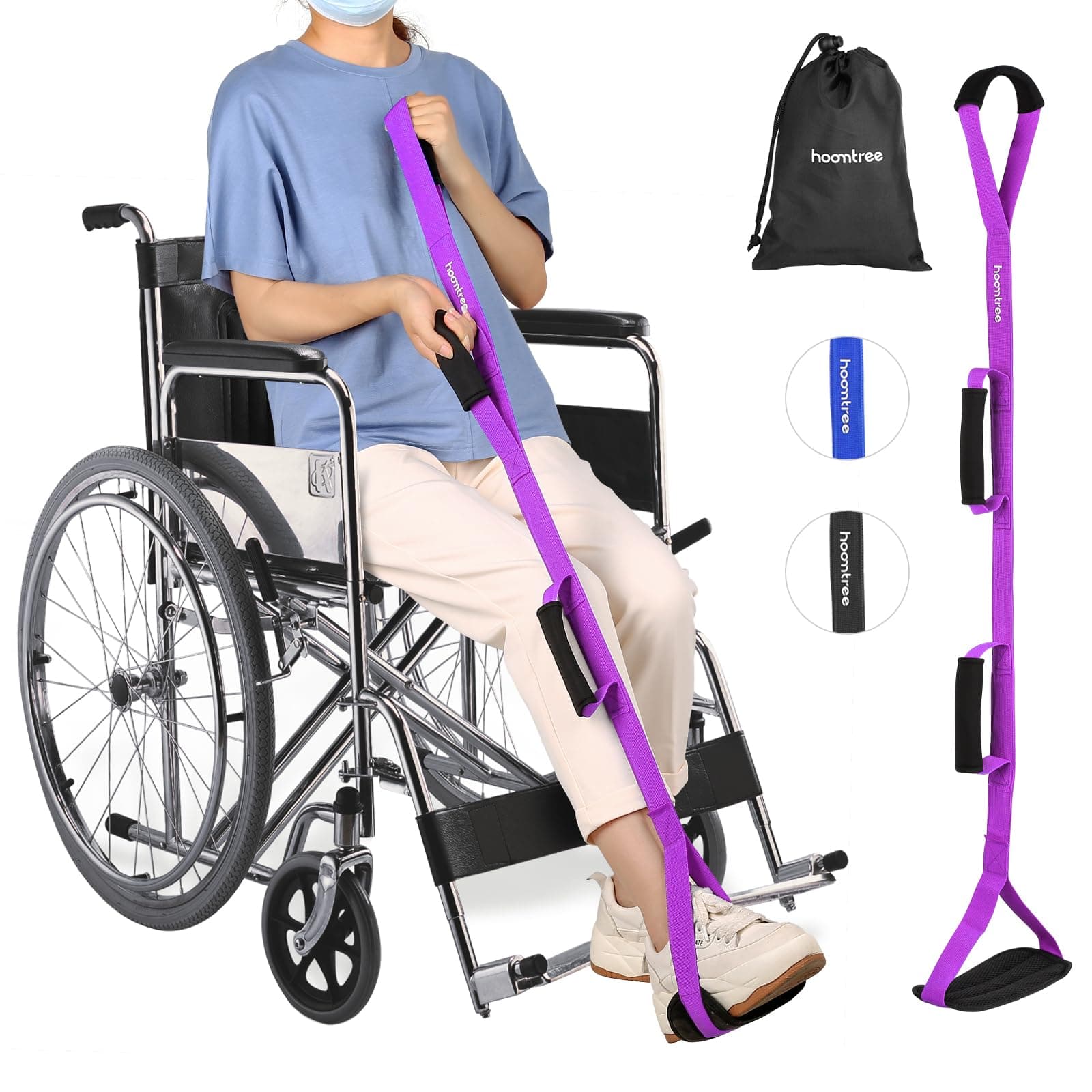 35 Inches Long Leg Lifter Strap with Padded Handgrips and Feet Loop,Rigid Leg Lifter Hip&Knee Replacement Surgery Recovery Kit,Foot Lifter Easily Get in and Out of Bed,Car,Wheelchair