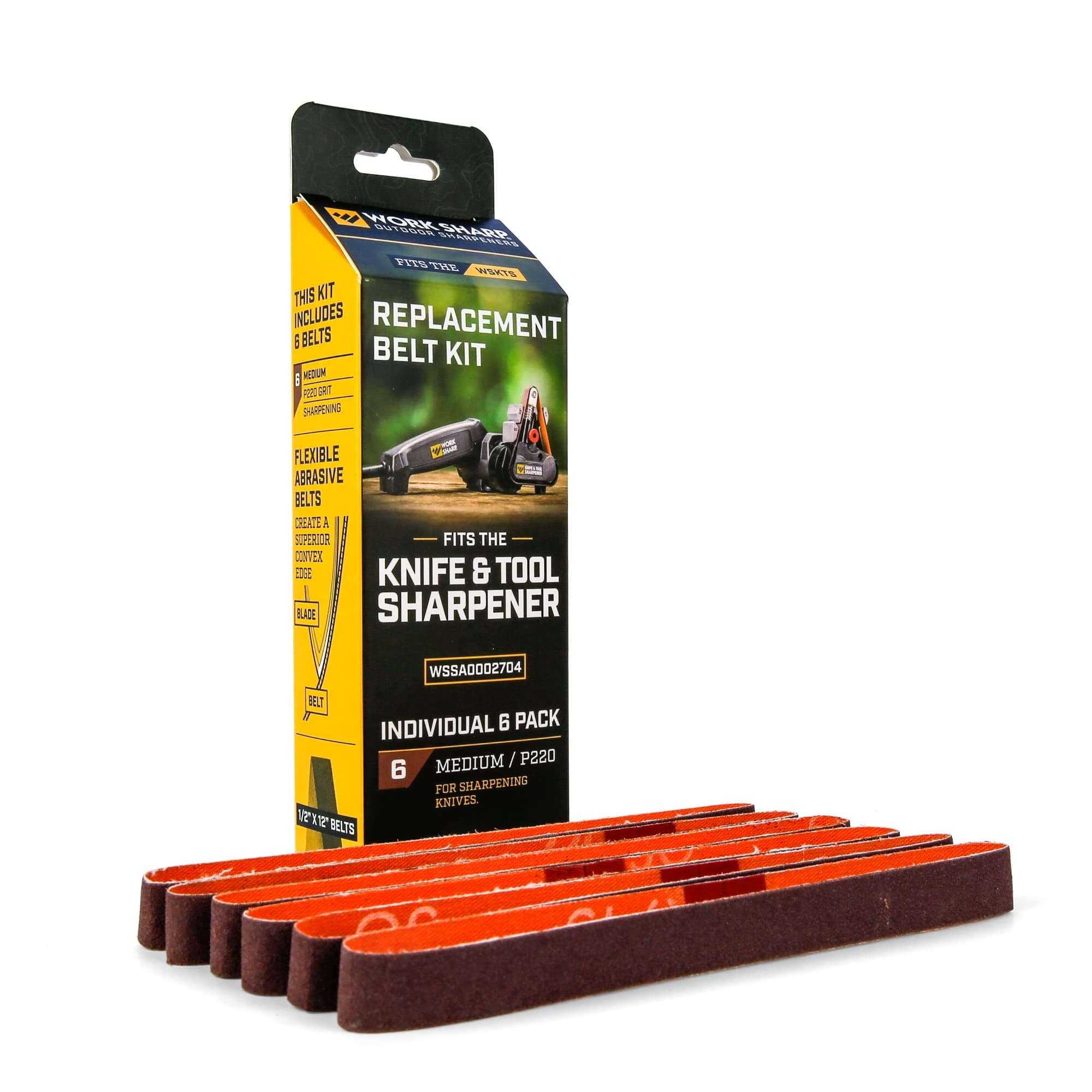 Knife & Tool Sharpener P220 Coarse Grit Replacement Belt Kit WSSA0002704 Red