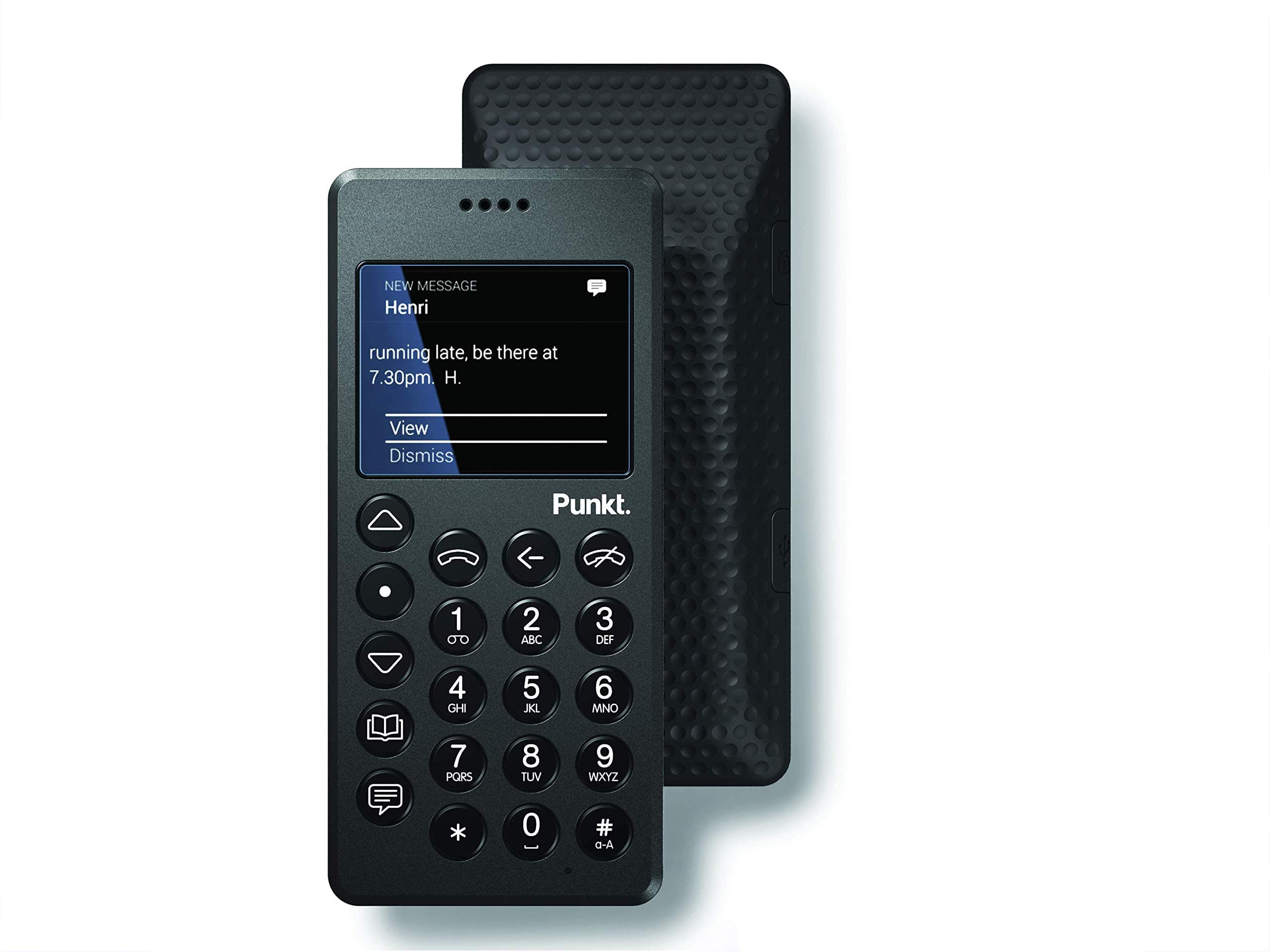 Punkt MP01 Minimalist Mobile Phone, Brick, Unlocked, Sim-Free, 2-inch Micro-Sim, 2G, Internet-Free 1000 mAh Battery, UK version – Black