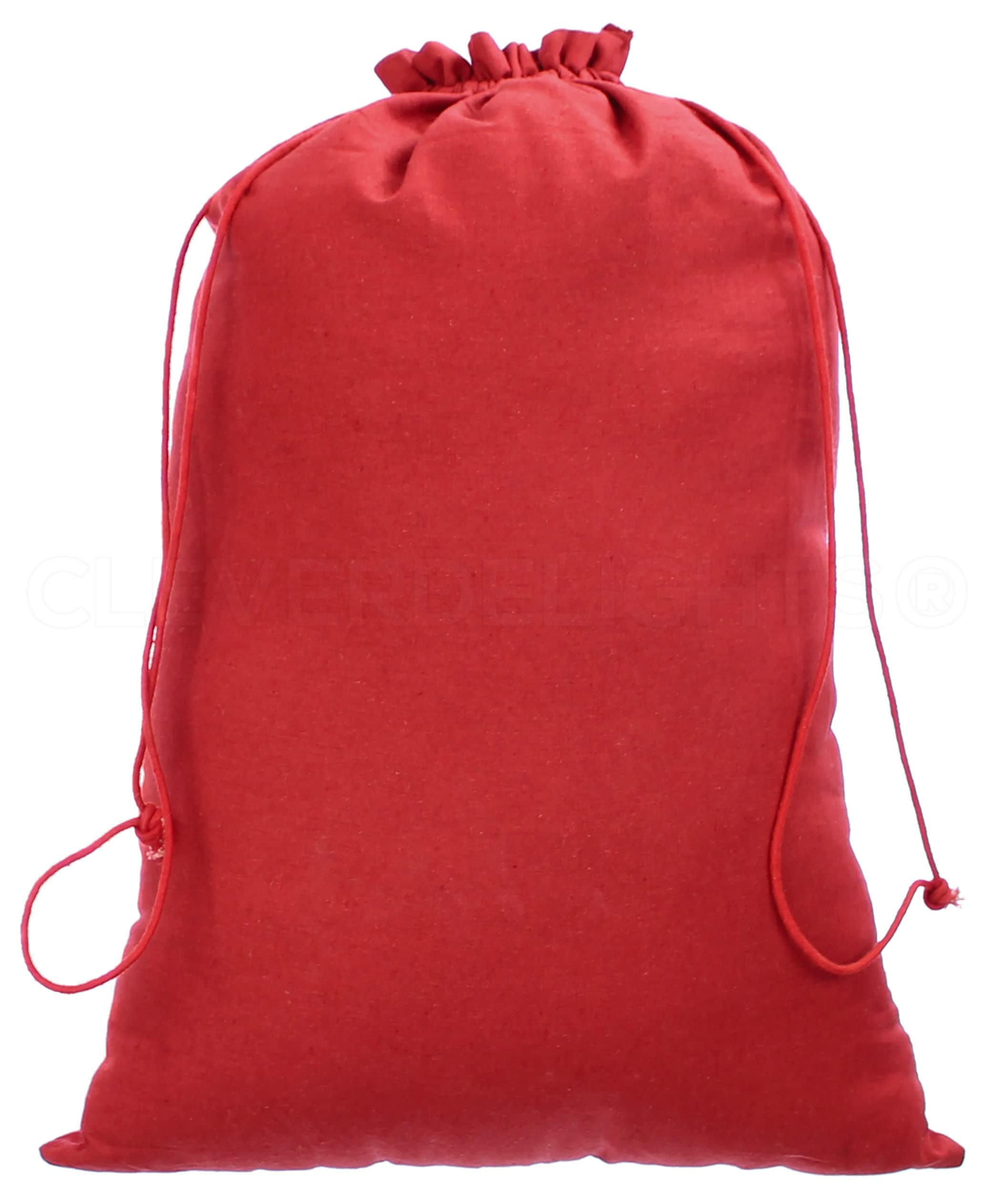CleverDelights14" x 20" Red Cotton Bags - 10 Pack - Large 14x20 Inch Muslin Drawstring Bag