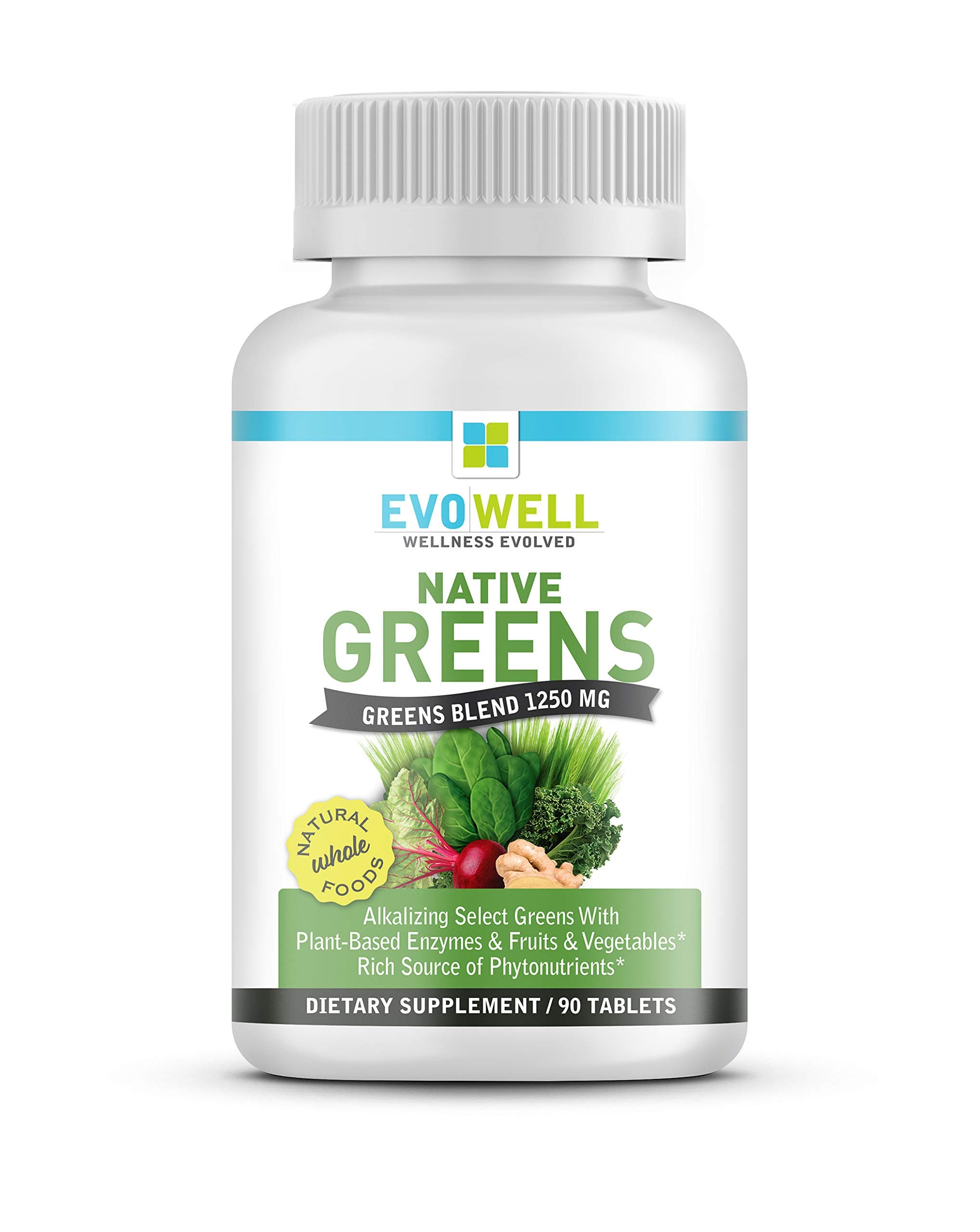 EVOWELL Native Greens Superfoods/Greens Tablets, 90 Count