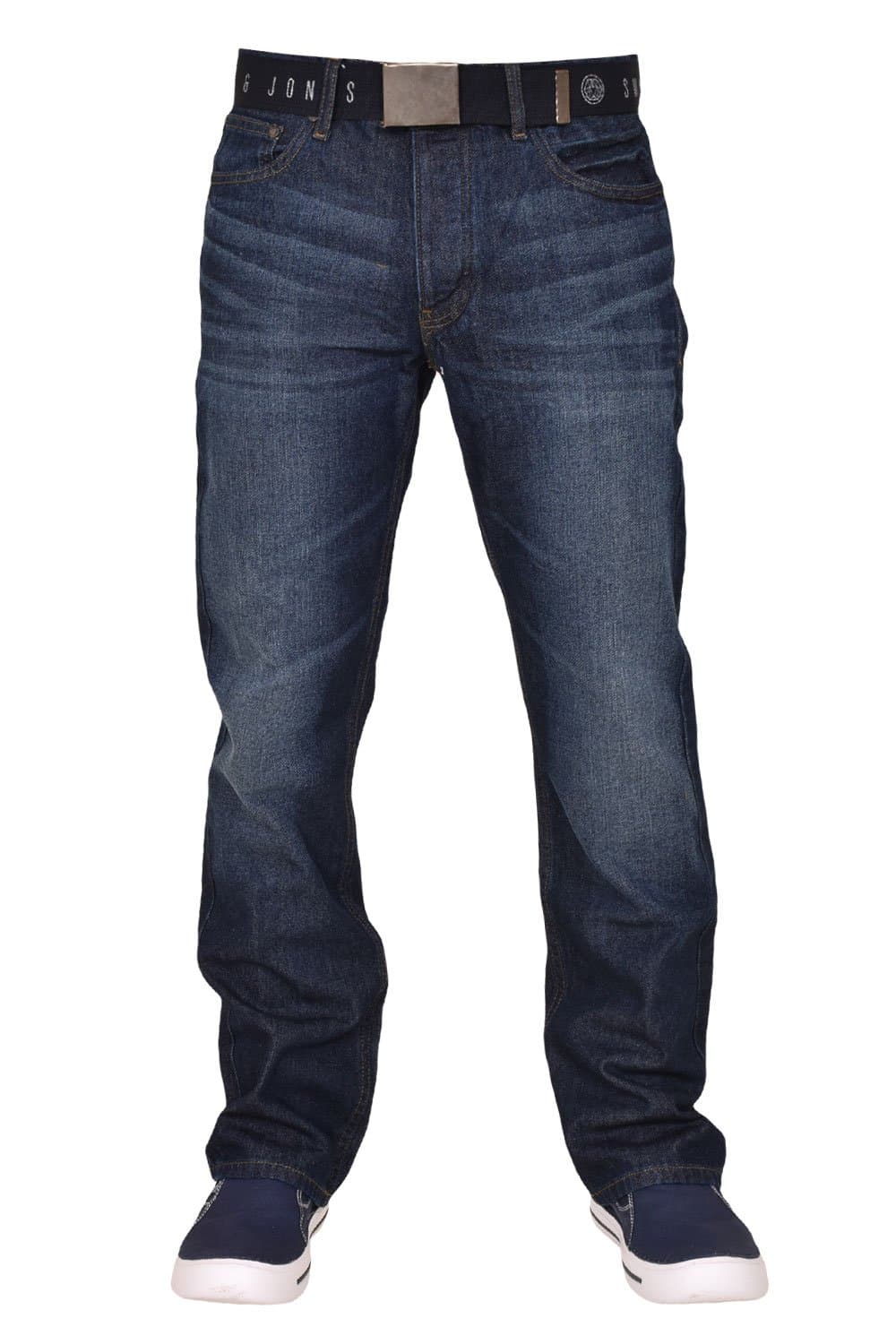 Smith and Jones Mens Enrico with Belt Boot Cut Regular Jeans