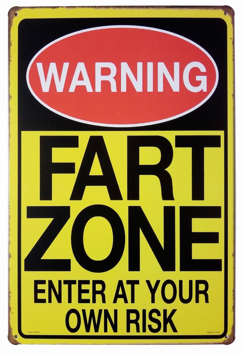 ERLOOD Warning Fart Zone Enter at Your Own Risk Vintage Tin Sign Wall Decor 20 X 30 cm
