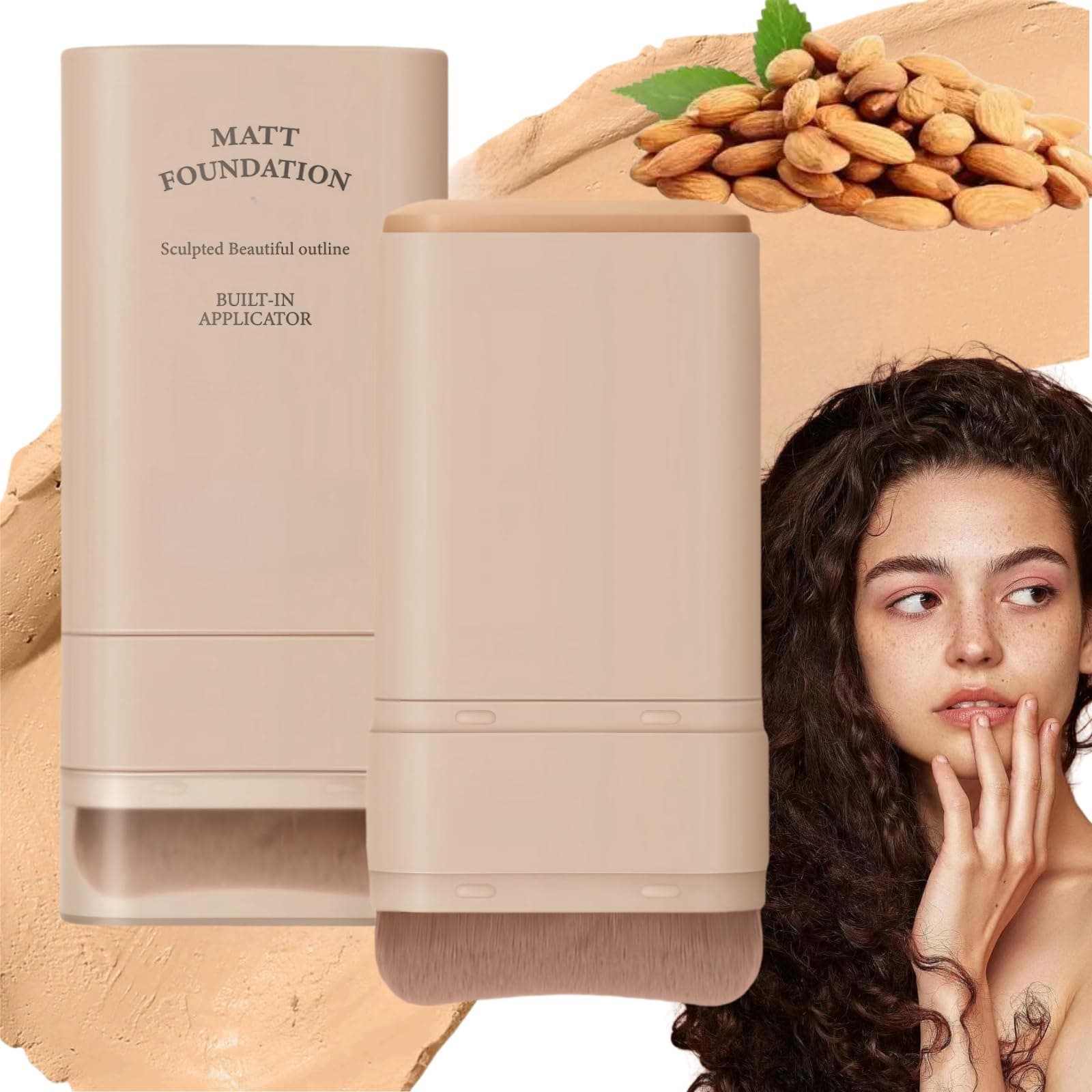 Makeup Multi-Use Full Coverage Concealer Stick,Makeup Found/ation Sti/ck,Cream Foun/dation With Built-In Brush,Flawless Eraser Foundation Sti/ck,Double Head Make-Up St/ick,Durable Cream Found/ation#3