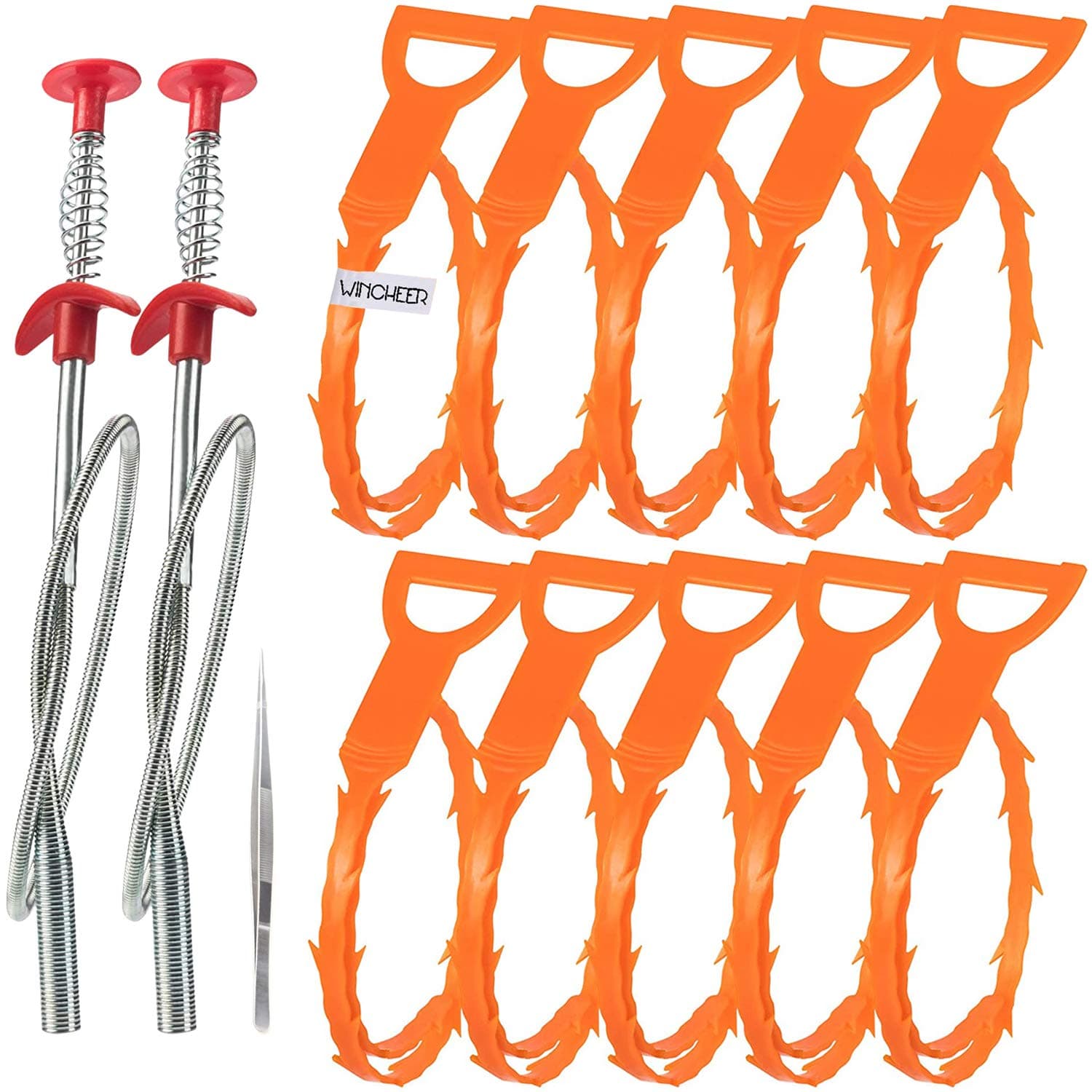– WinCheer Drain Clog Remover Tool 13 PCs, Drain Cleaning Hair Catcher, Multi-Tooth Auger Cleaner Hair Grabber for Kitchen Sink Bathroom Tube Toilet