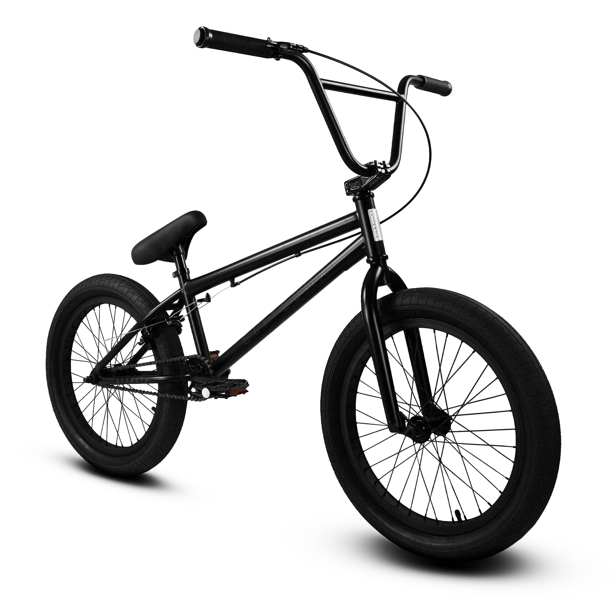Elite BMX Bikes 20" for Teens and Adults BMX Bikes 16" BMX for Kids Stealth and Pee-Wee Models (20", All Black)