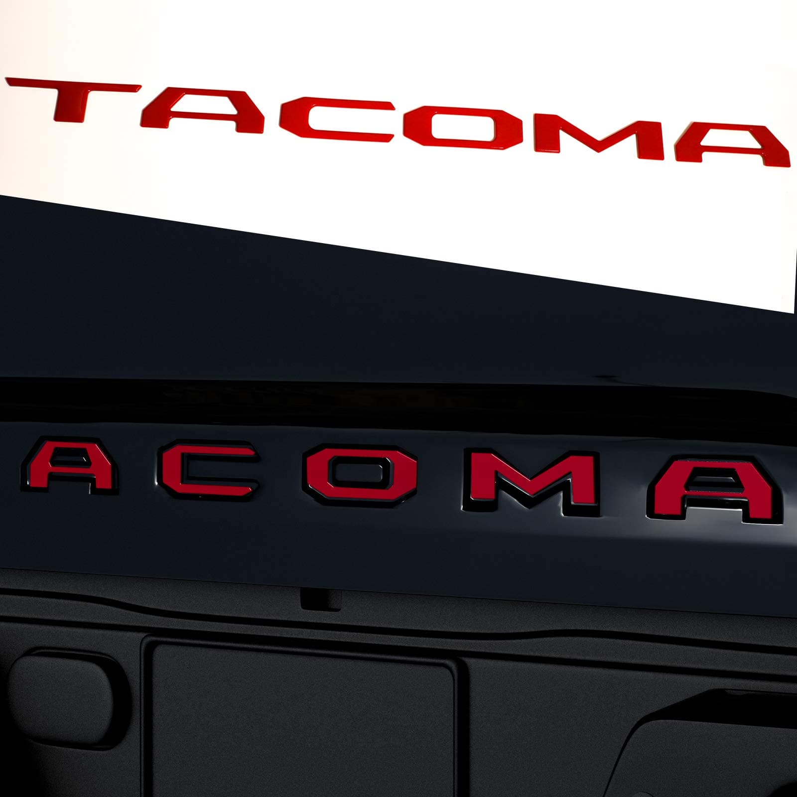 okrex Tailgate Insert Letters Black Compatible with Tacoma 2016 2017 2018 2019 2020 2021 2022 2023 2024 3D Raised Rear Emblem Decals with Seccotine (Bright Red)