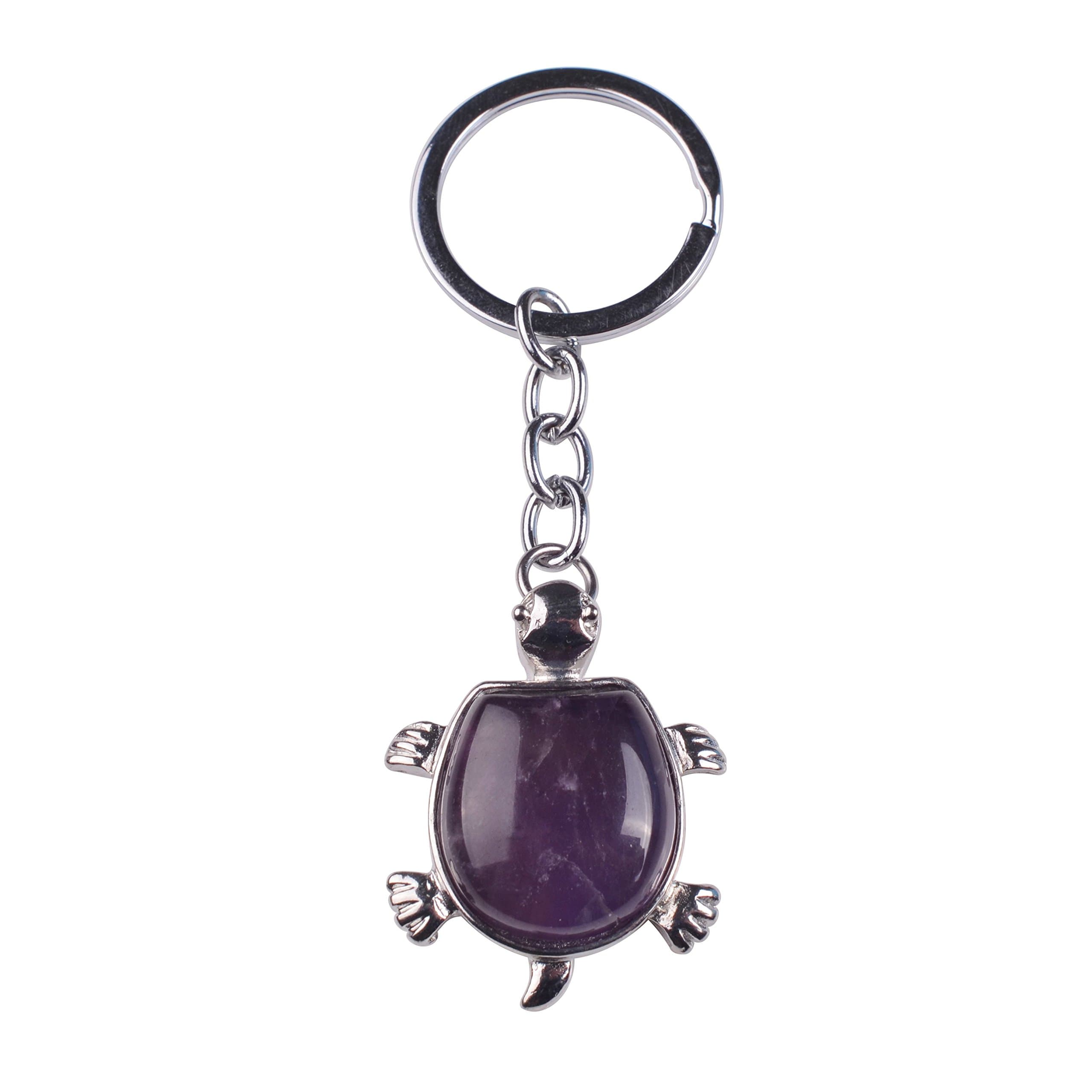 Jewelry Tortoise Shape Keyring Natural Gemstone Sea Turtle Pendant Keychain