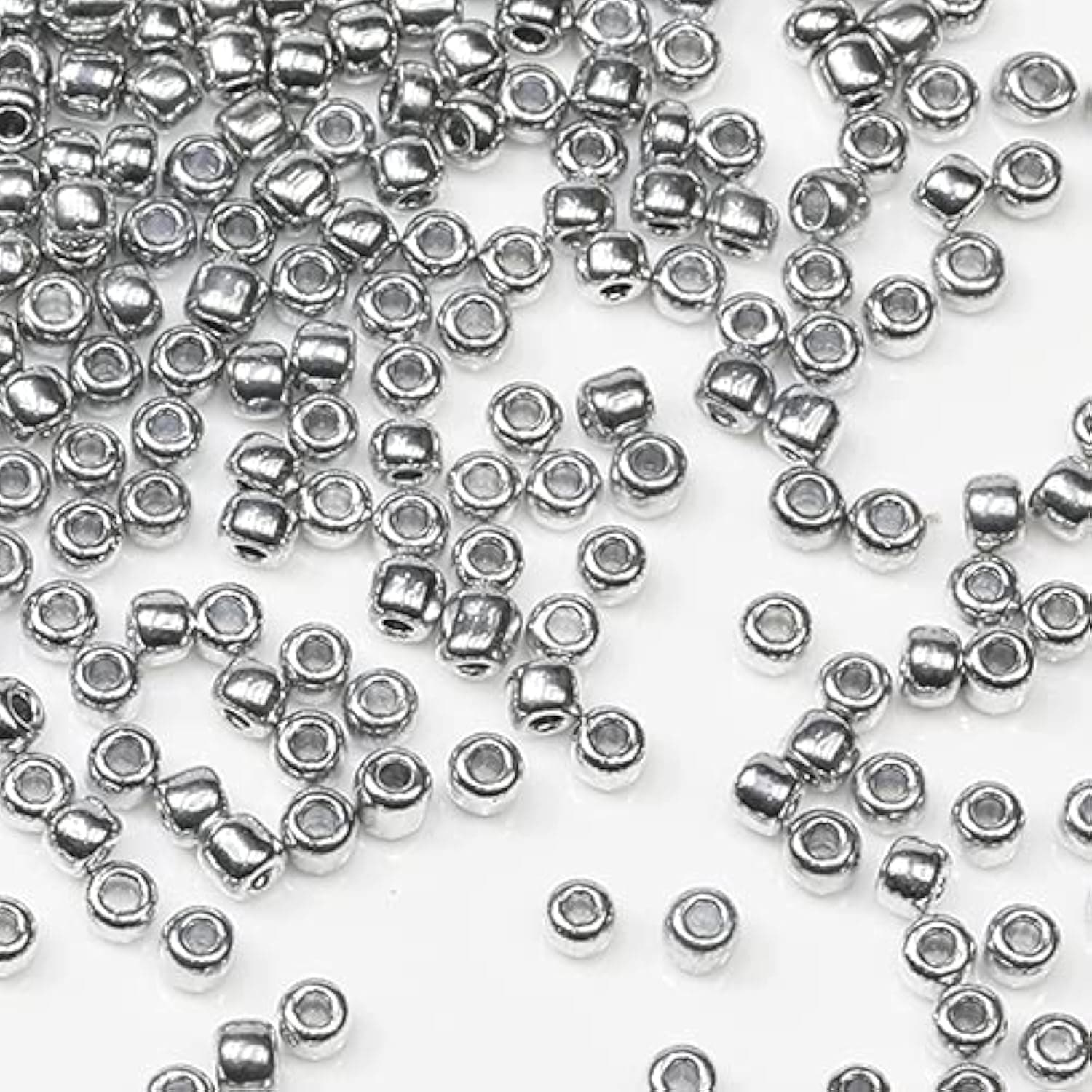 Silver Beads Size 8/0 Crafts Glass Seed Beads 3mm for Jewelry Making (Total About 100g About 3600pcs)