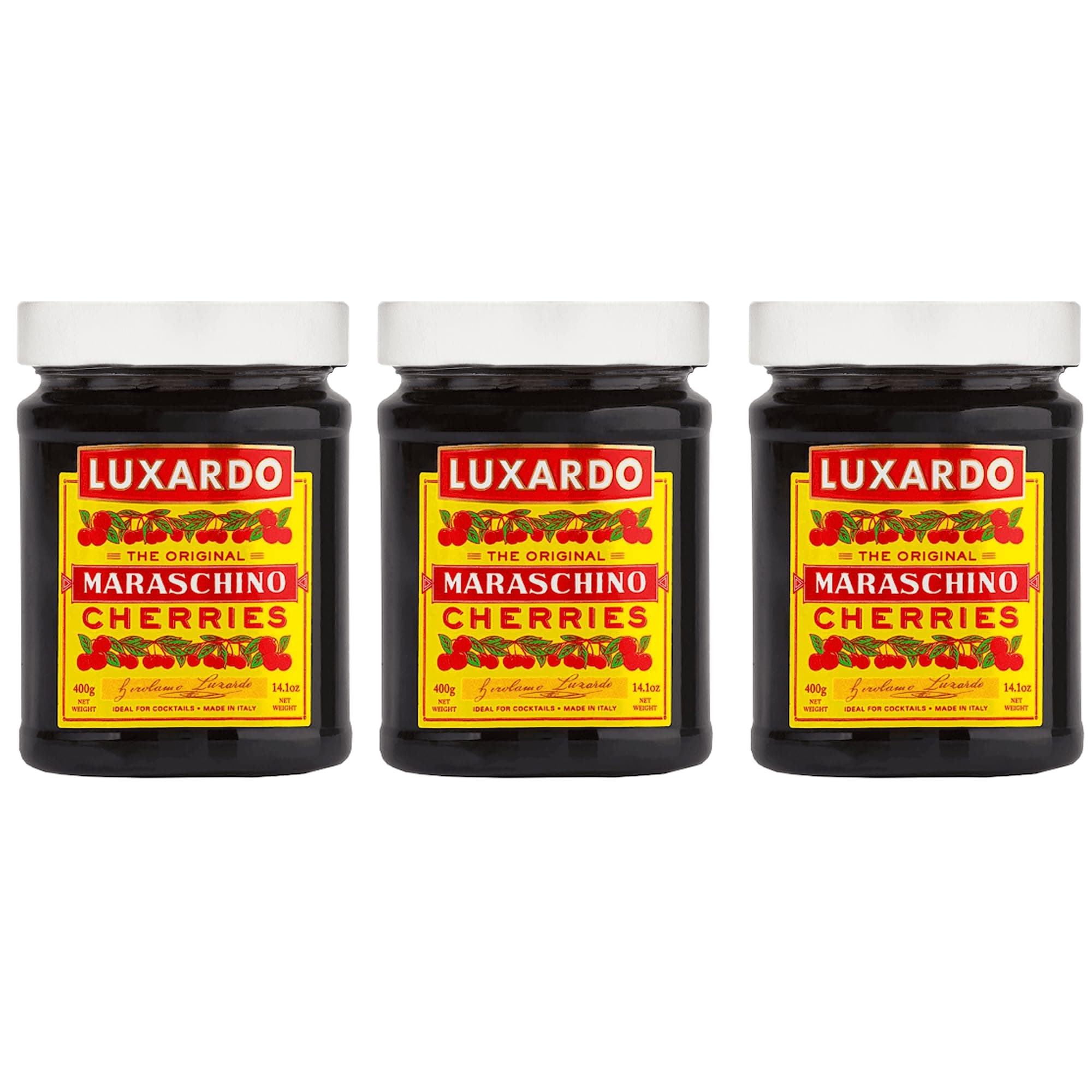 - Luxardo Gourmet Cocktail Maraschino Cherries | for Old Fashioned, Manhattan and Desserts | Packed in Special Protective Bubble | 400G Jar (Pack of 3)