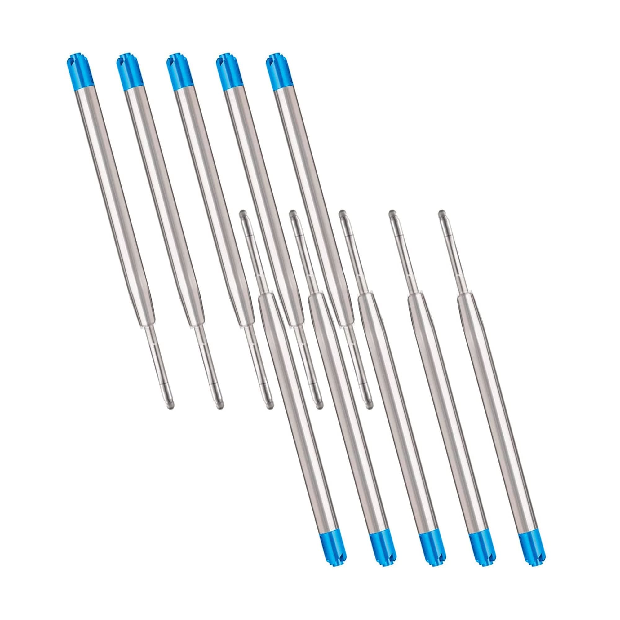 CiciIng 10 x Ballpoint Pen Refills, Large Capacity Metal Ballpoint Pen Refills for G2 Format, Compatible Parker Ballpoint Pen Refills, Ink Colour Blue