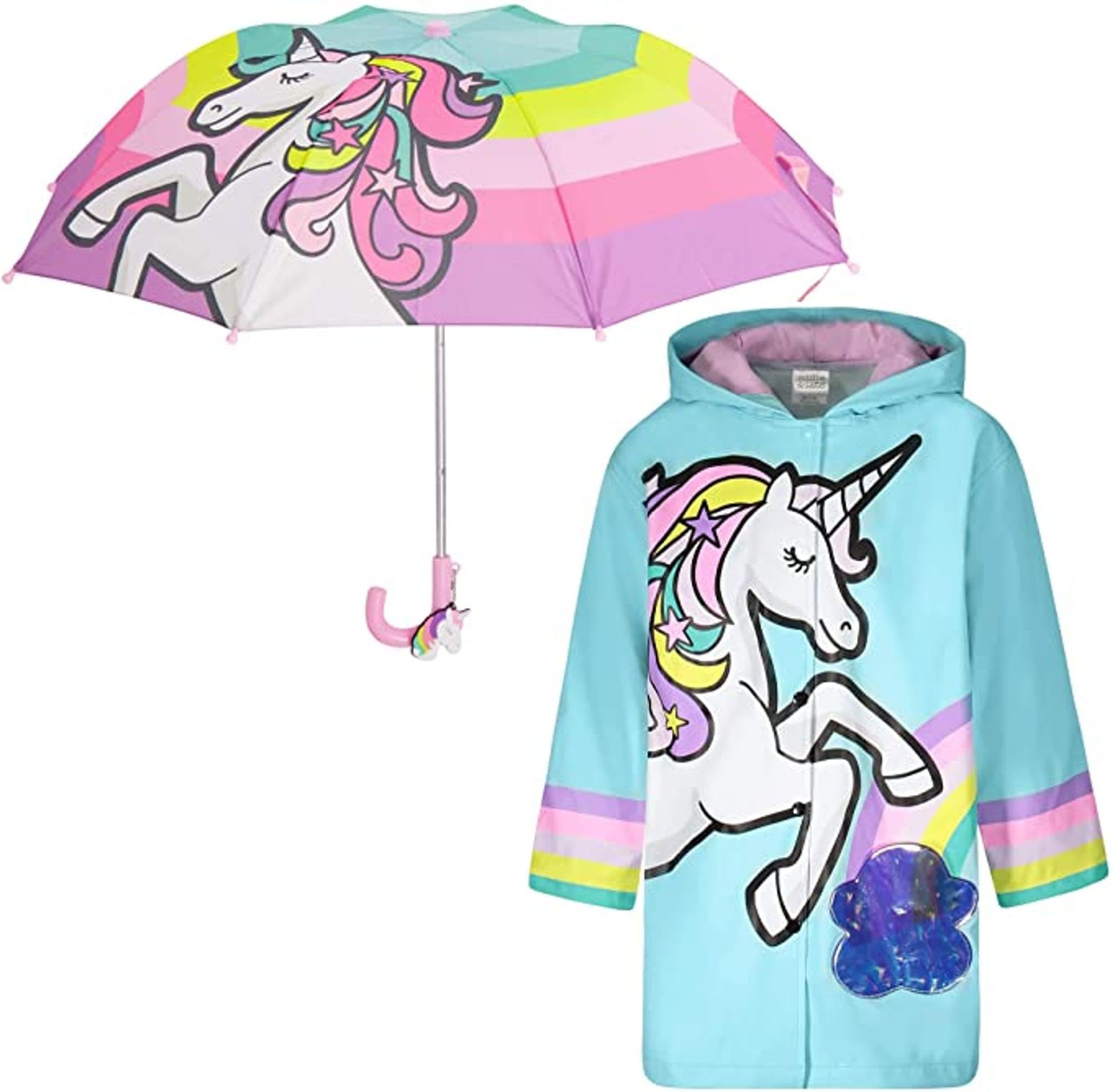 Kids Umbrella for Girls and Boys & Rain Coats Set -Toddler Umbrellas Kids Raincoat Boys Girls Jacket