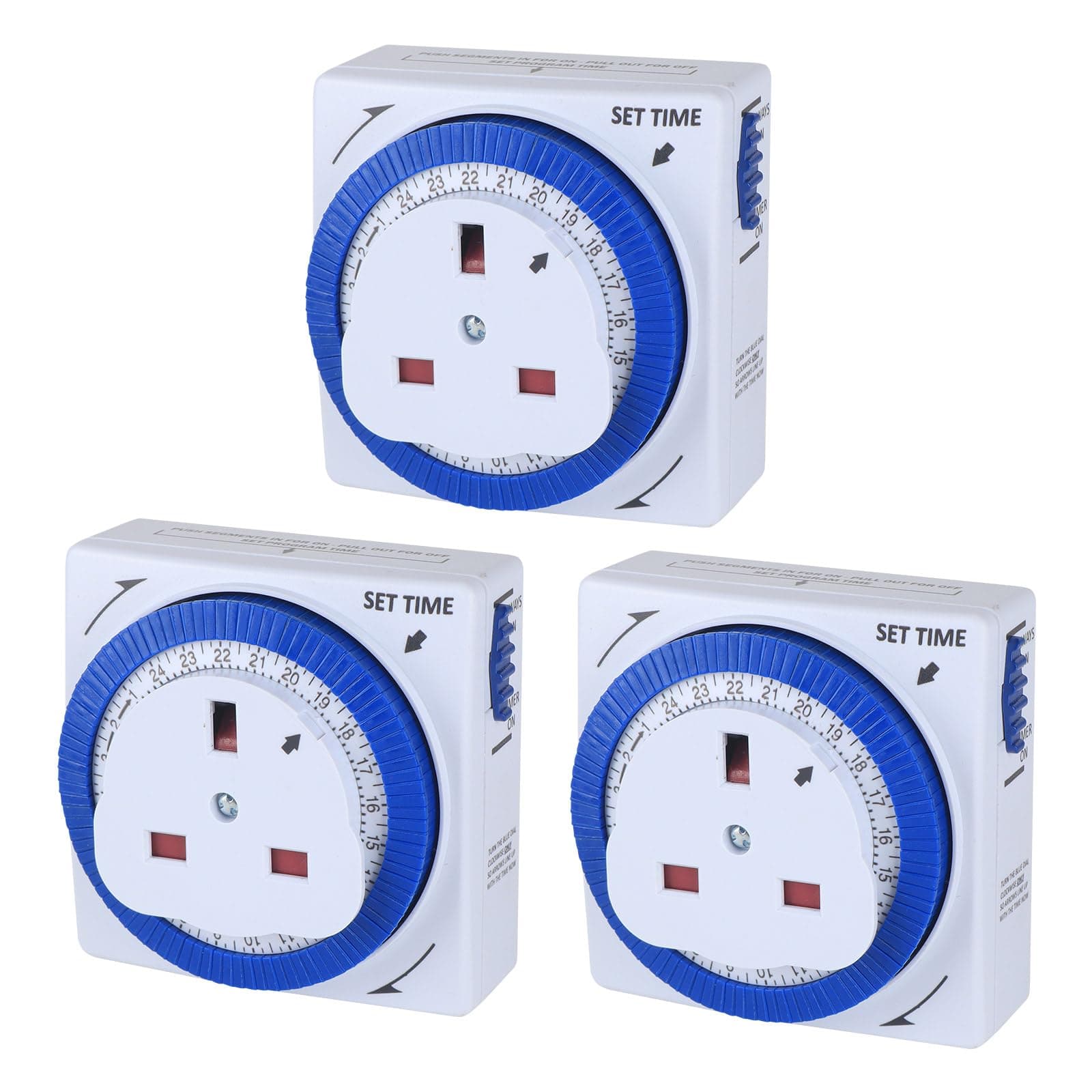 Timer Socket Switch, 24 Hour Segment Timer Light Switch,Plug-in Timer Controller for Home Appliances Christmas Light,3 Pack