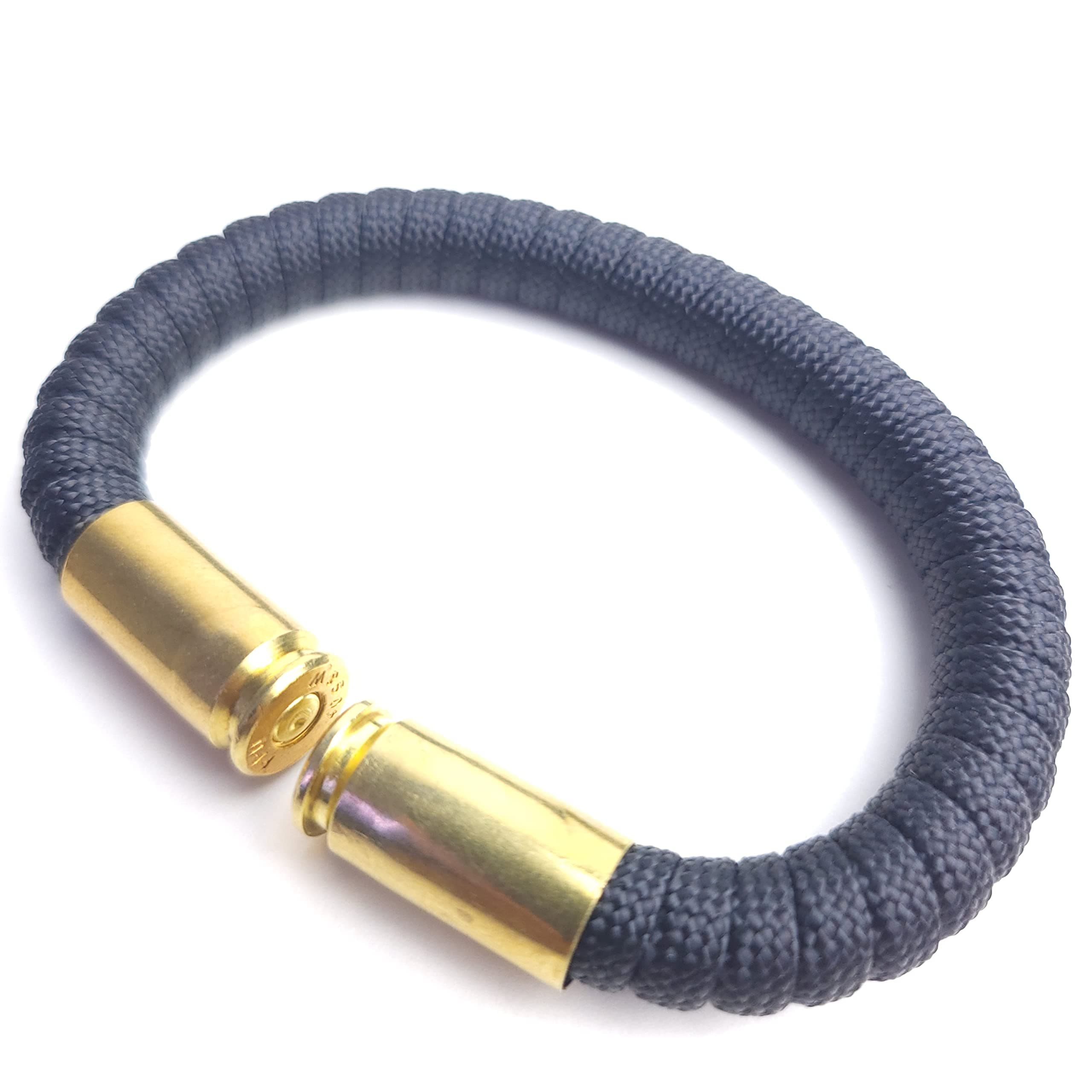 Black Paracord 40 Caliber Bullet Casings Bracelet