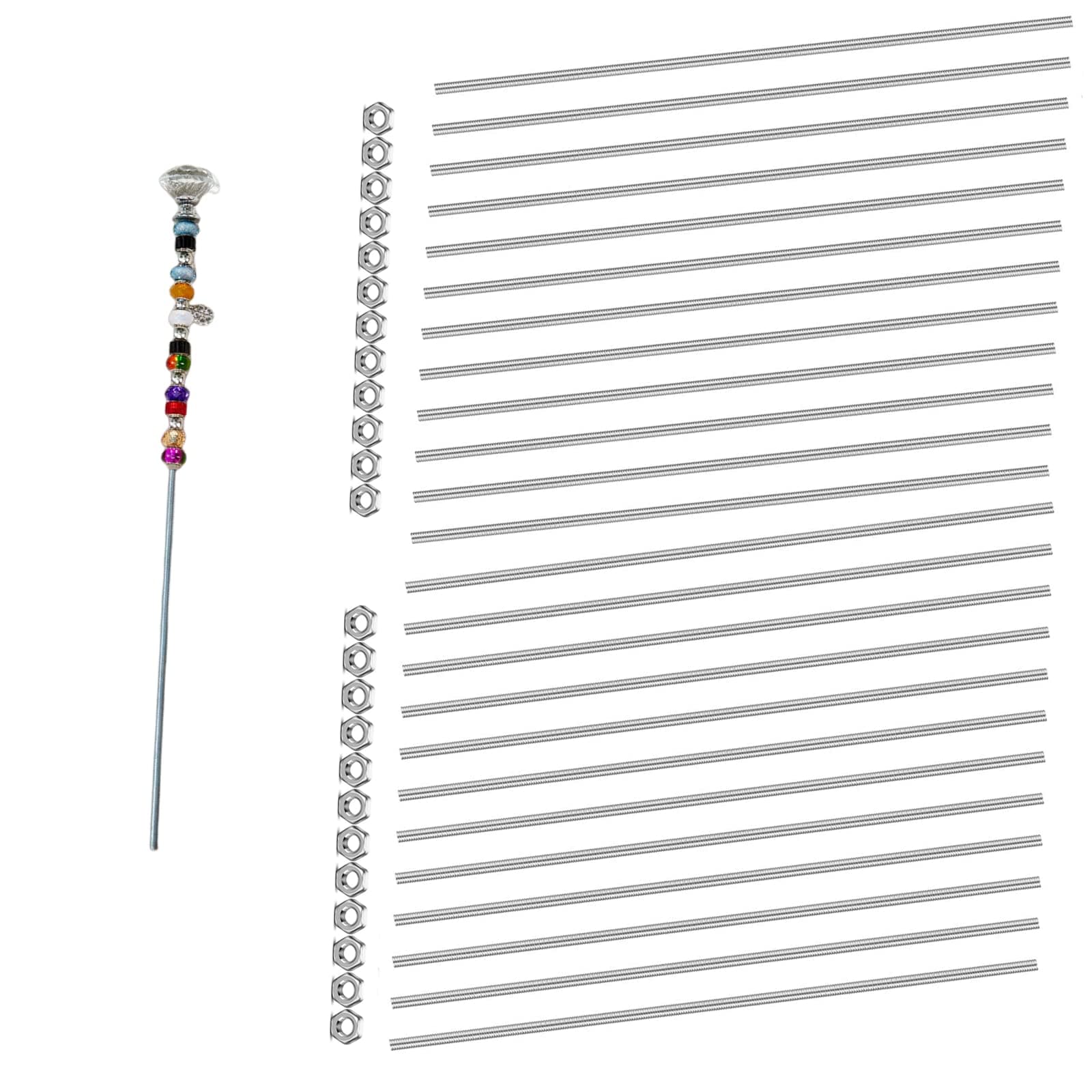 Set of 48 M4 Threaded Rod with Hex Nuts, Include 24pcs M4 x 12.99" Fully Threaded Rods 24pcs Stainless Steel Hex Nuts, Right Hand Thread Bar Studs Rods for Clamps Hangers Beaded Garden Stakes