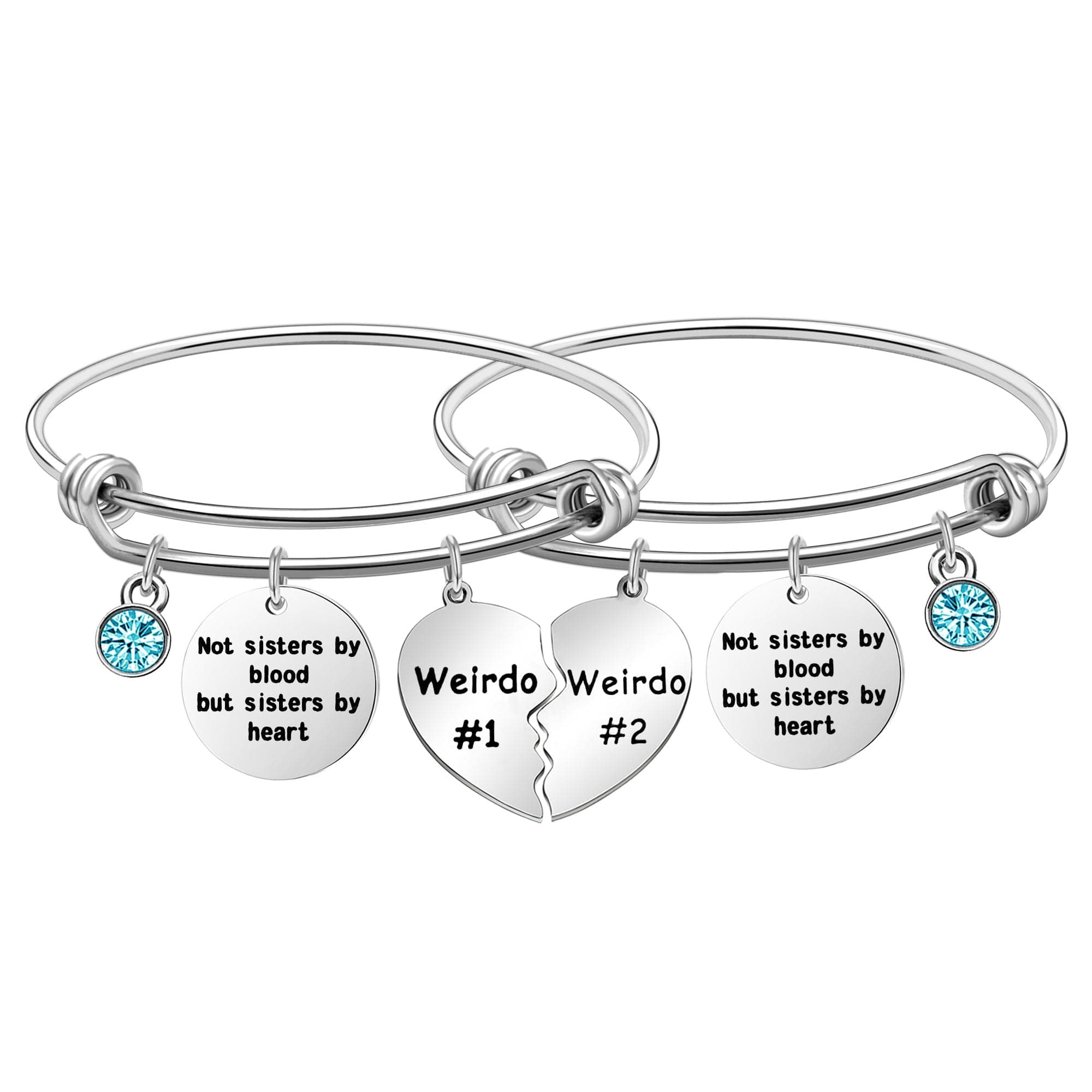 Best Friends Gift For Women,2pcs Silver Dangle Bangle "Not Sisters By Blood But Sister By Heart" Reminder Jewelry For Friends Sisters Coworker Colleague Birthday Christmas Graduation Wedding