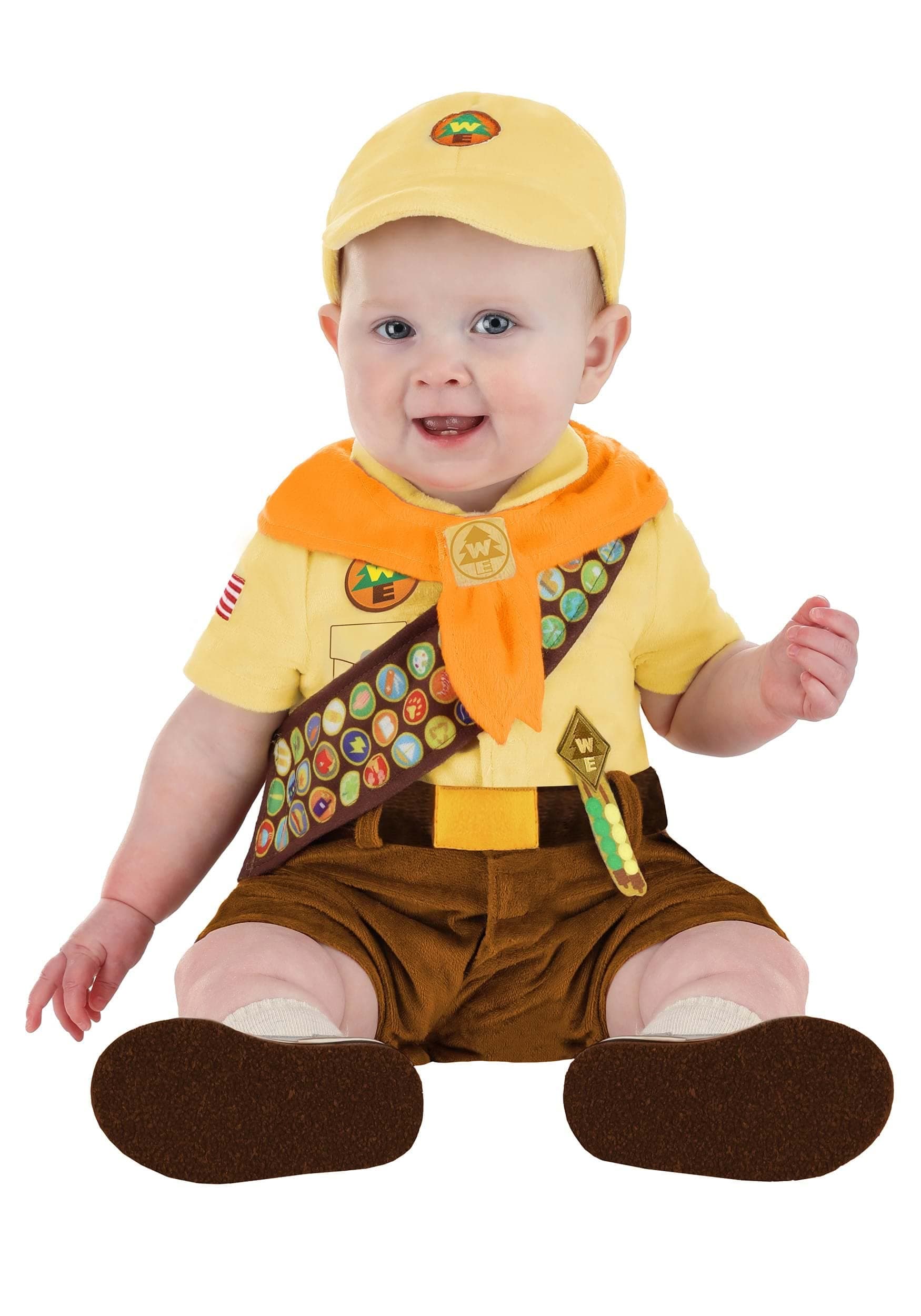 Disney Pixar Russell UP Infant Costume with Hat Sash and Scarf | Adventurous Baby Explorer Dress Up Outfit