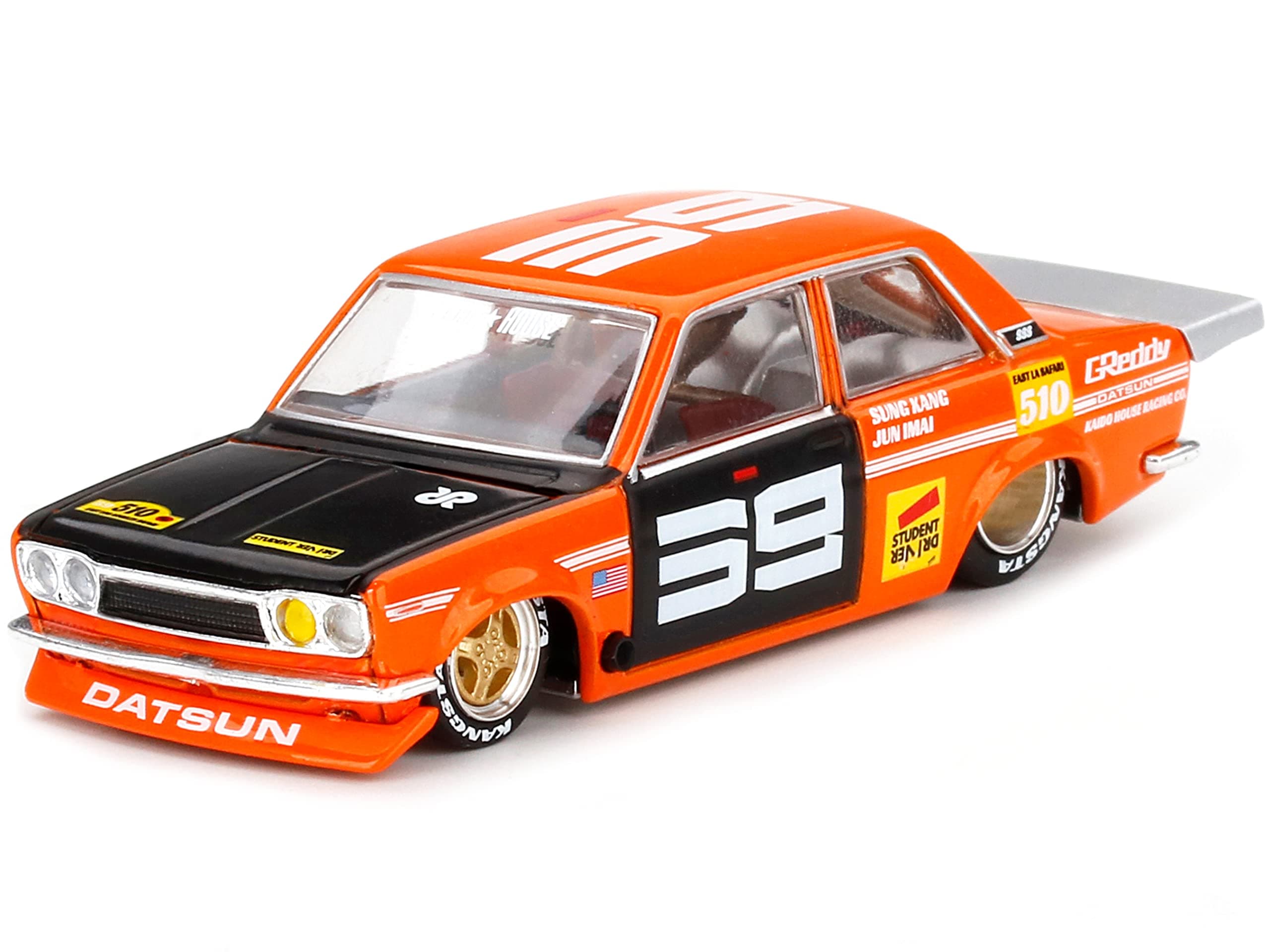 Datsun 510 Pro Street SK510 Orange and Black (Designed by Jun Imai) Kaido House Special 1/64 Diecast Model Car by True Scale Miniatures KHMG004