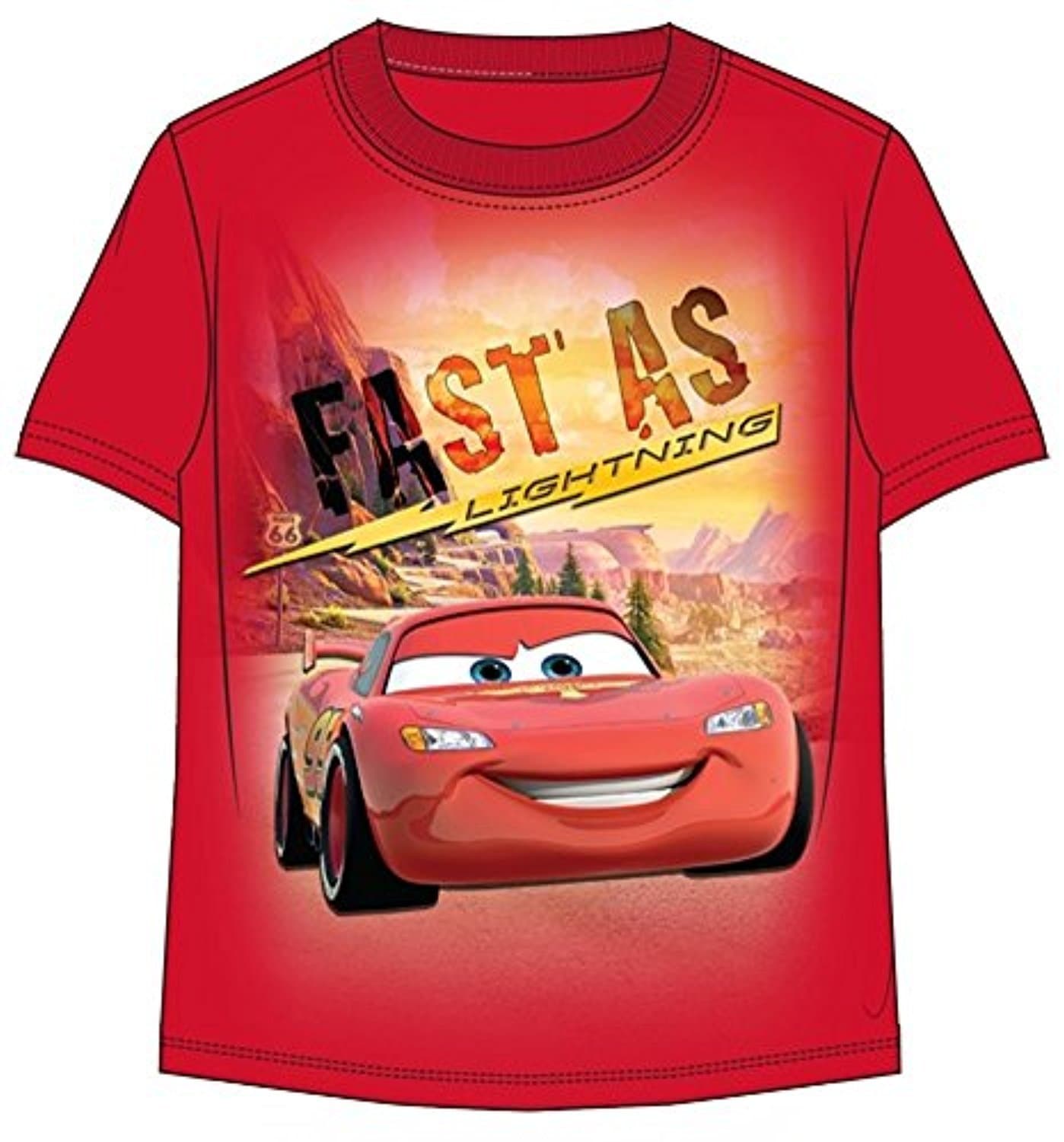 Disney Toddler Boys T-Shirt Fast as Lightning Cars Red (2T)
