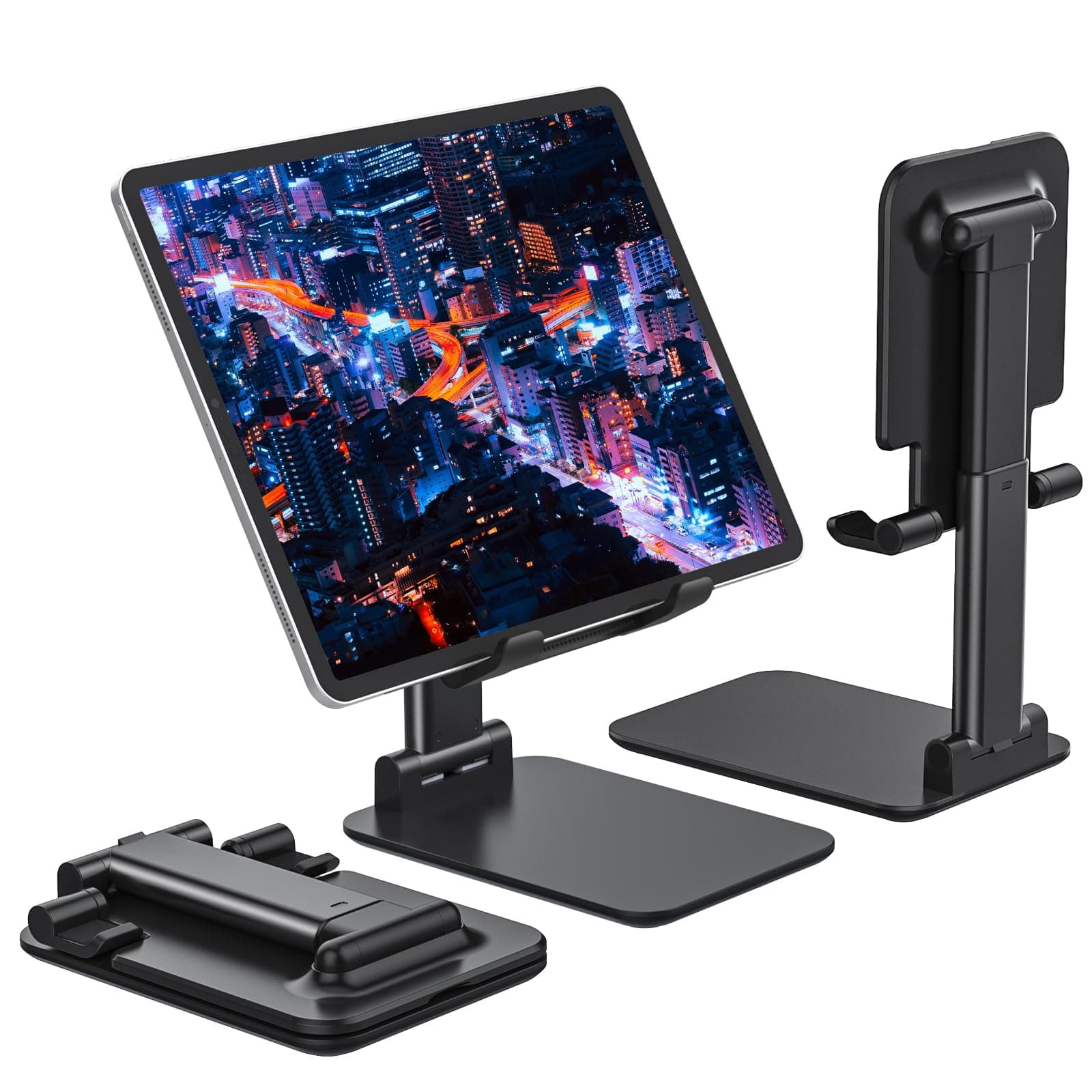 Anozer Foldable & Adjustable Tablet Stand, Compact Extendable iPad Stand for Desk, Desktop Tablet Holder Compatible with Phones,iPad Pro/Air/Mini, Samsung Galaxy Tab, Surface Pro, Kindle(7-13’’)
