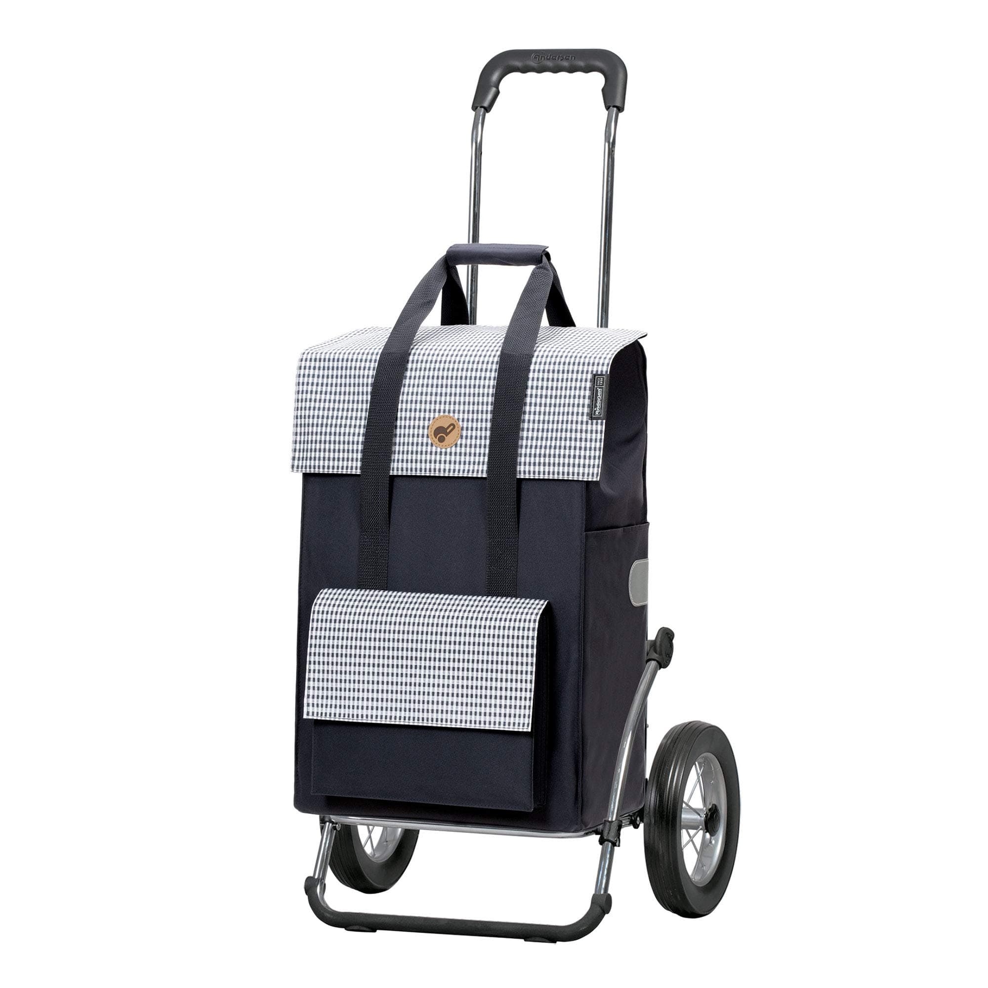 Andersen Shopping trolley Royal with bag Milla blue, Volume 49L, steel frame and metal-spoked wheels